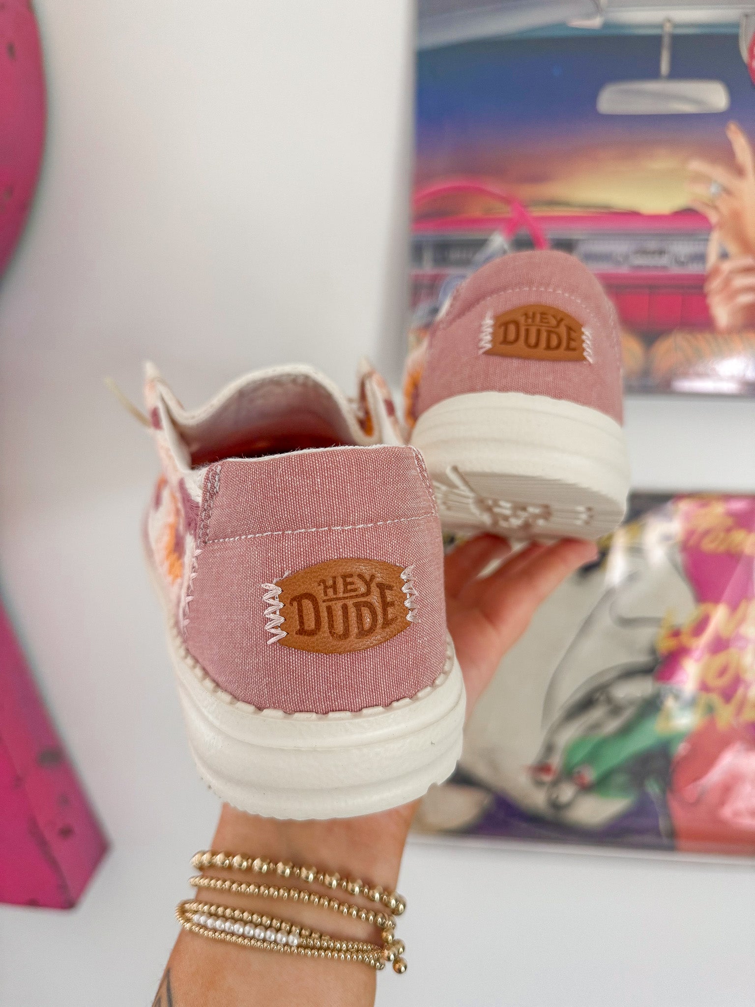 Women's Hey Dude Wendy Cottage Crochet in Petal Pink/Multi