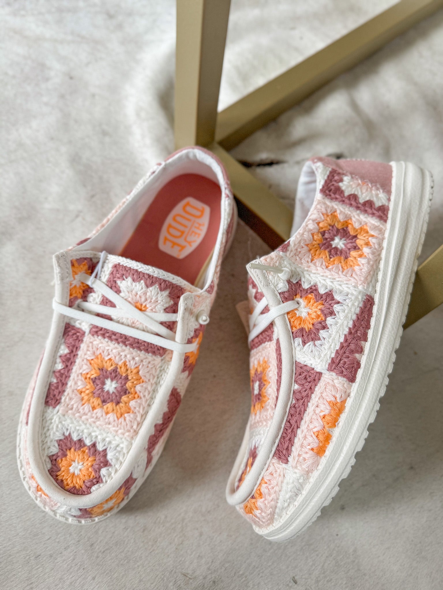 Women's Hey Dude Wendy Cottage Crochet in Petal Pink/Multi