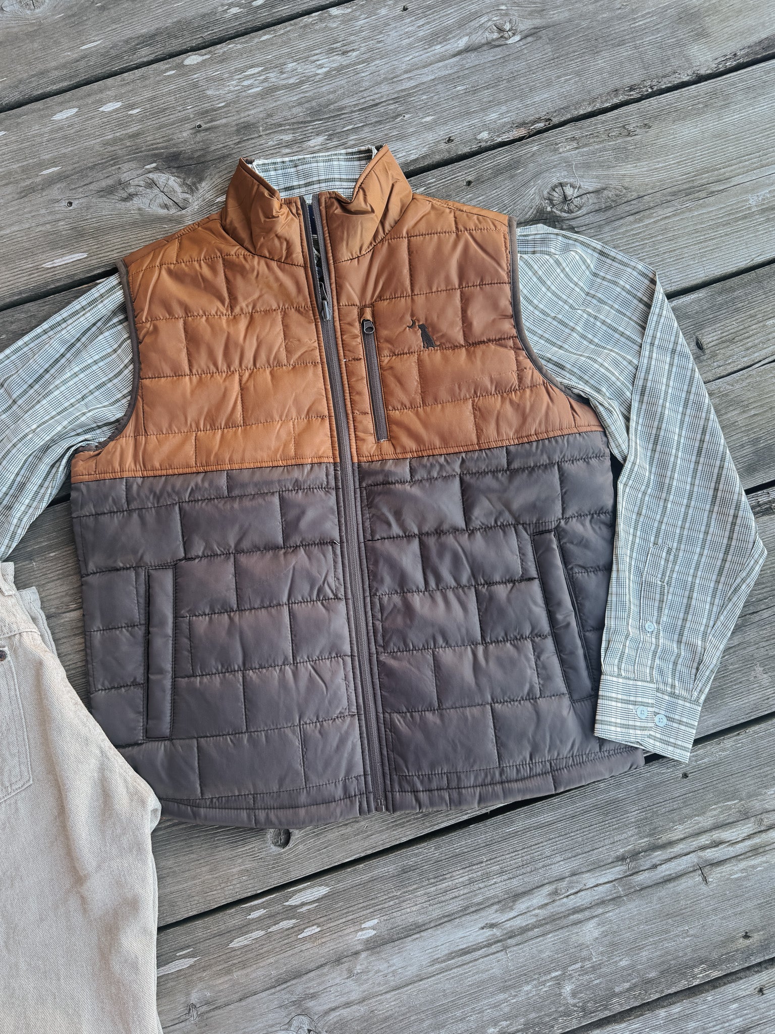 Men's Local Boy Duck Down Reversible Vest in Localflage Vintage