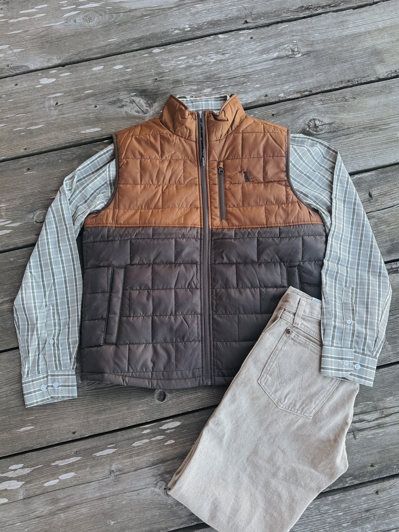 Men's Local Boy Duck Down Reversible Vest in Localflage Vintage