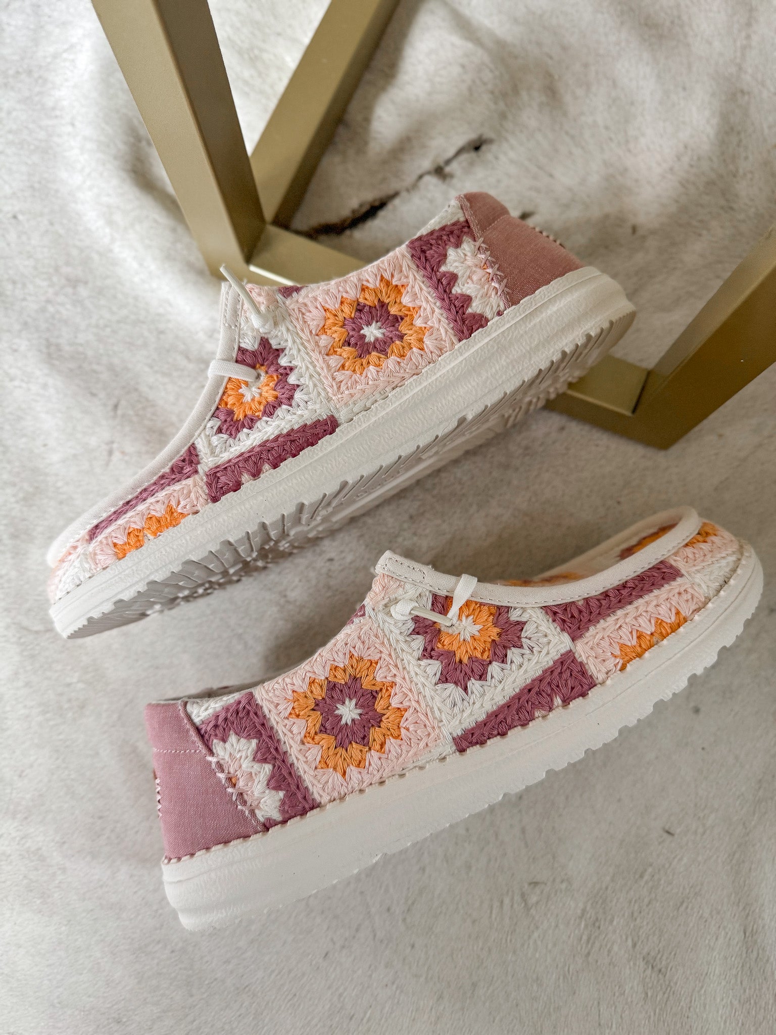 Women's Hey Dude Wendy Cottage Crochet in Petal Pink/Multi