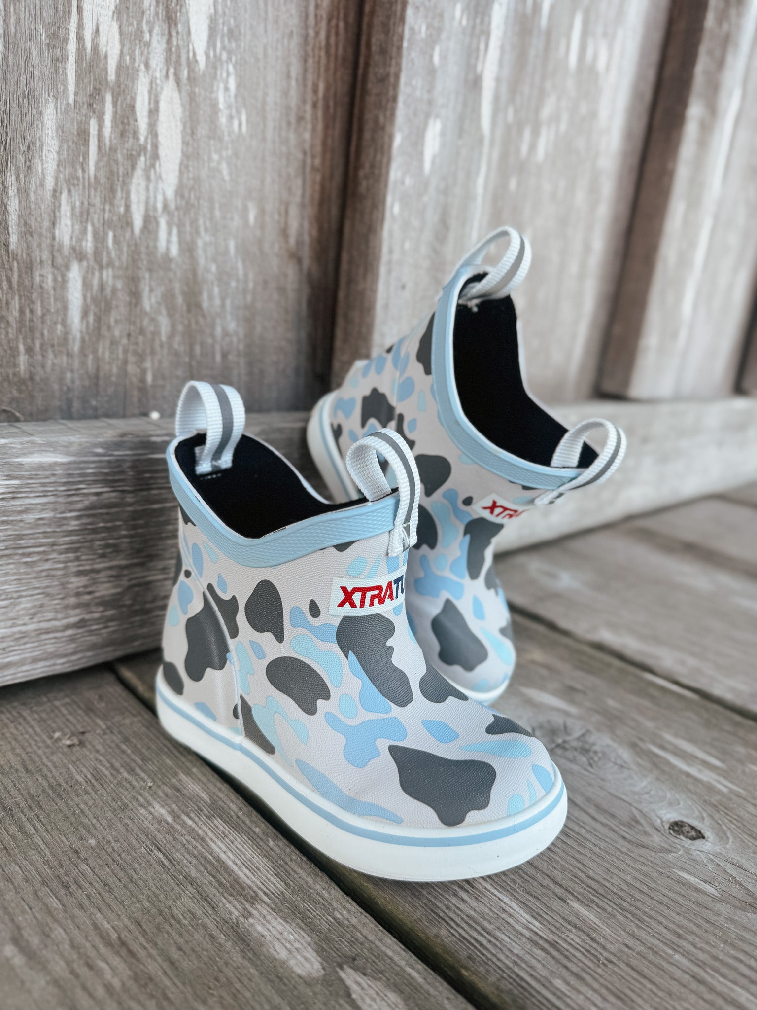 Little Kid's Xtratuf Ankle Deck Boots in Ice Duck Camo