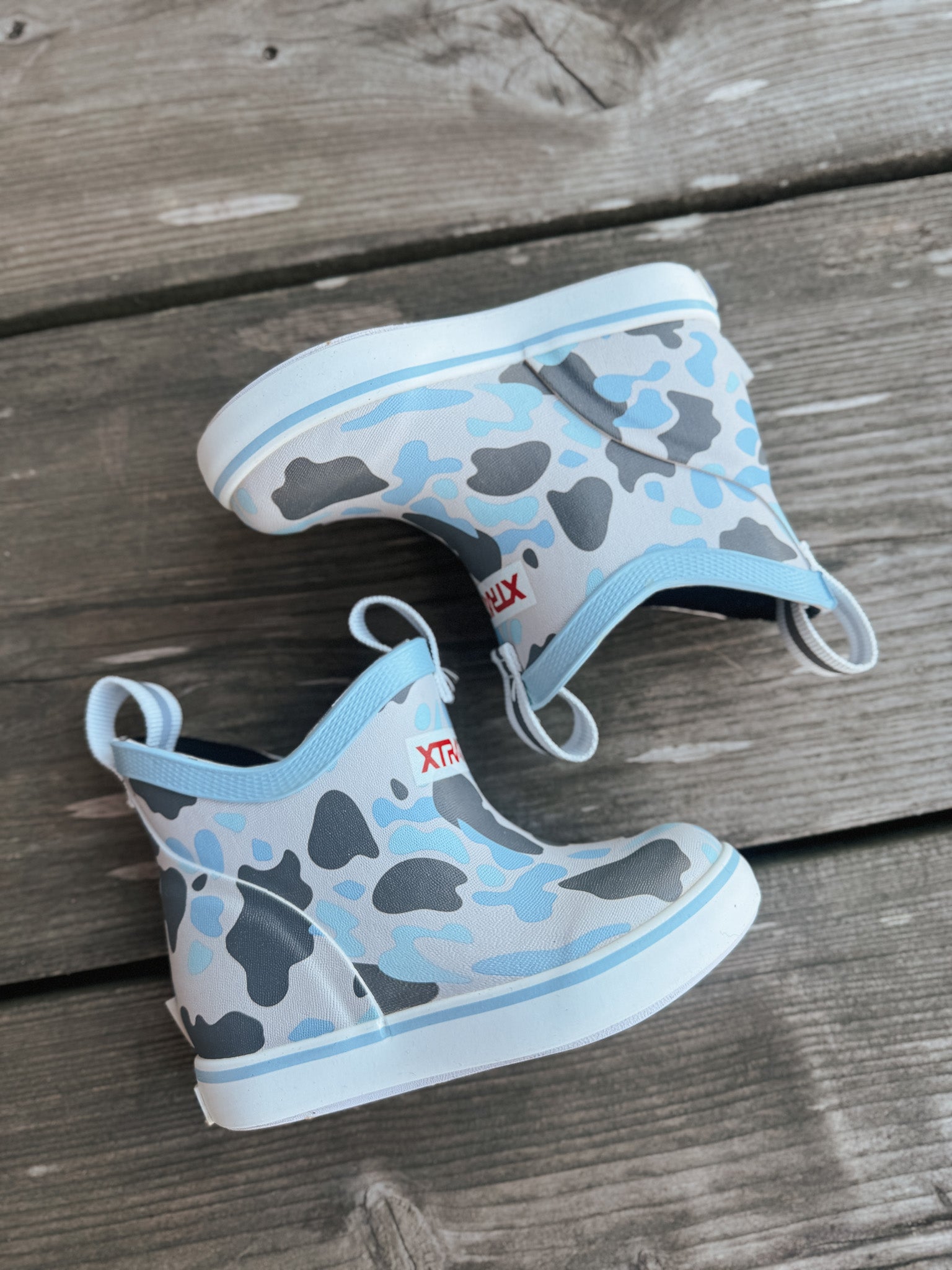 Little Kid's Xtratuf Ankle Deck Boots in Ice Duck Camo