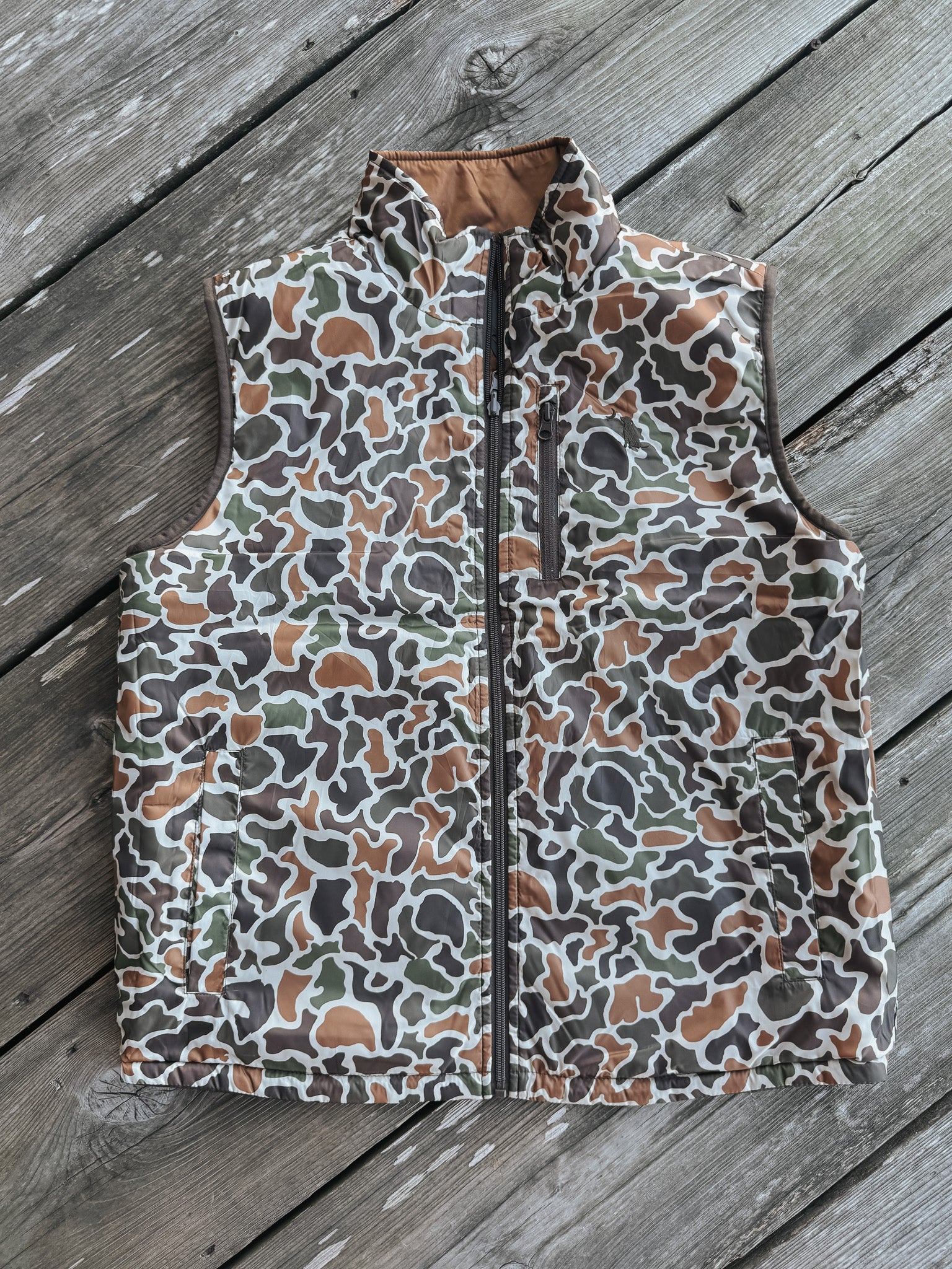 Men's Local Boy Duck Down Reversible Vest in Localflage Vintage