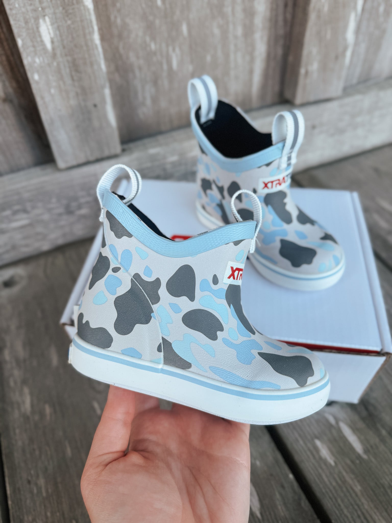 Little Kid's Xtratuf Ankle Deck Boots in Ice Duck Camo