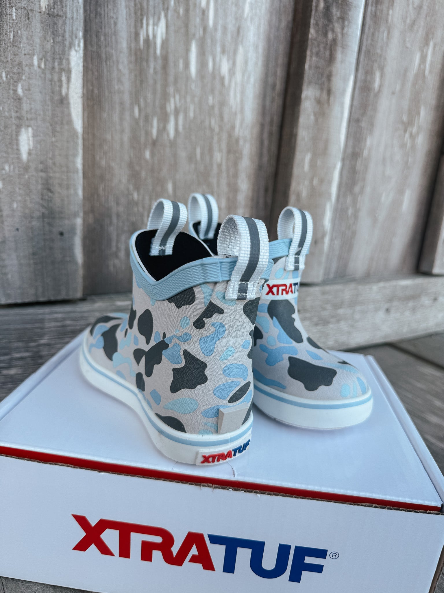 Little Kid's Xtratuf Ankle Deck Boots in Ice Duck Camo