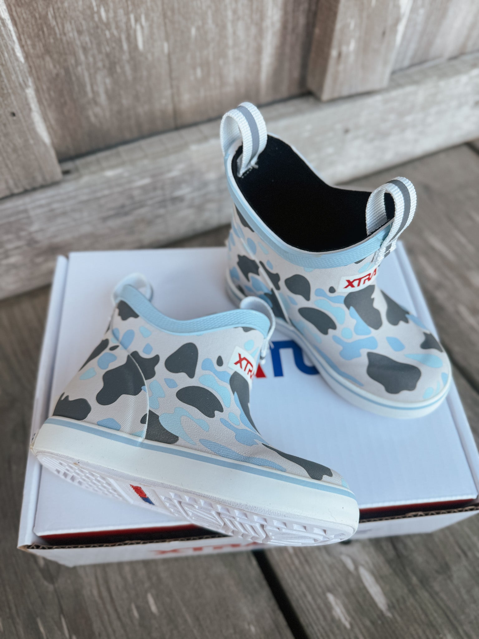 Little Kid's Xtratuf Ankle Deck Boots in Ice Duck Camo