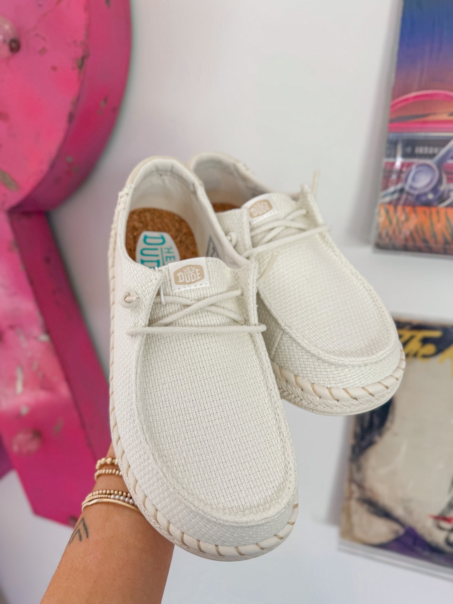 Women's Hey Dude Wendy Espadrille Woven in White