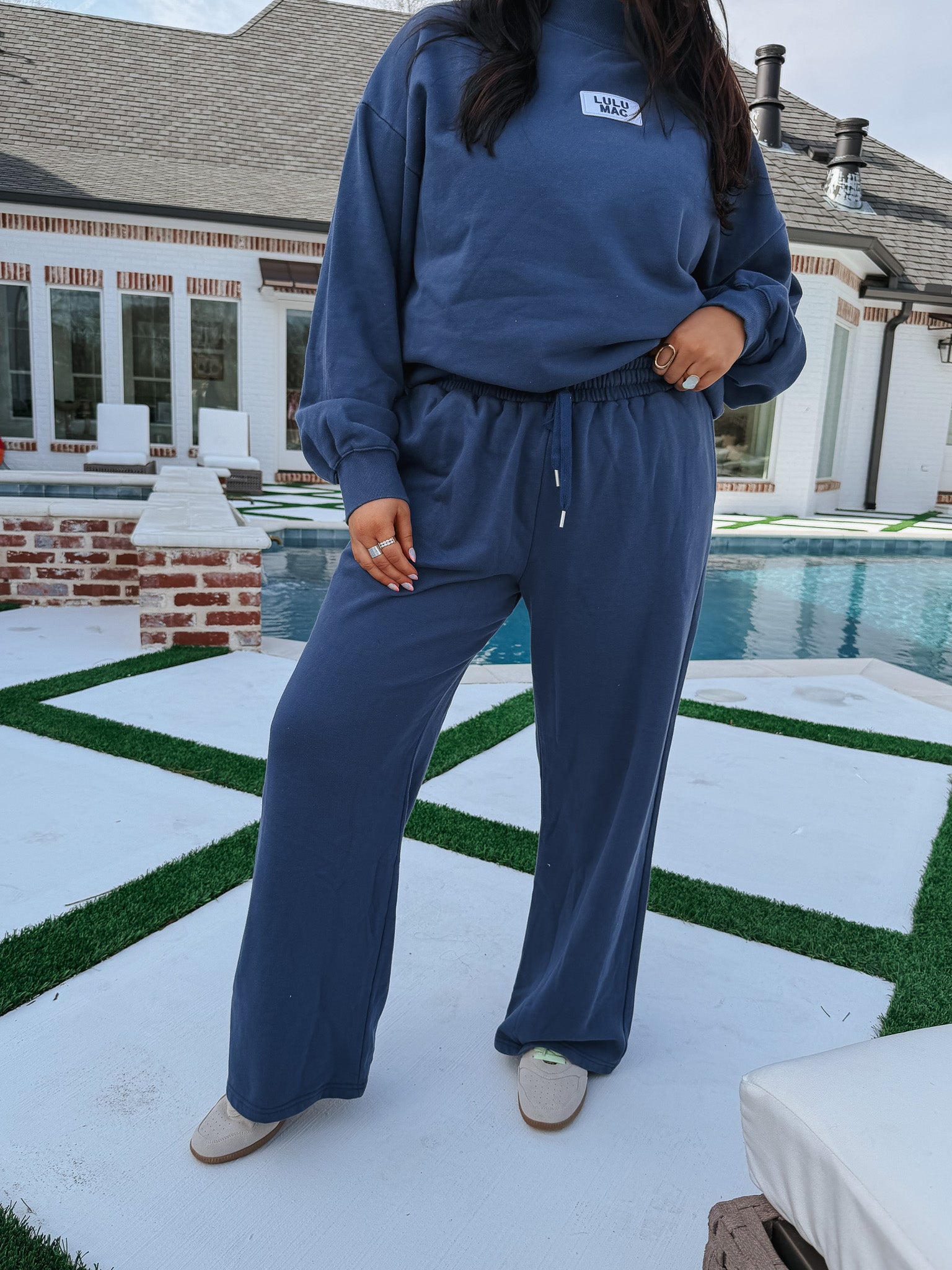 Lulu Mac Terry Cloth Sweatpants in Navy