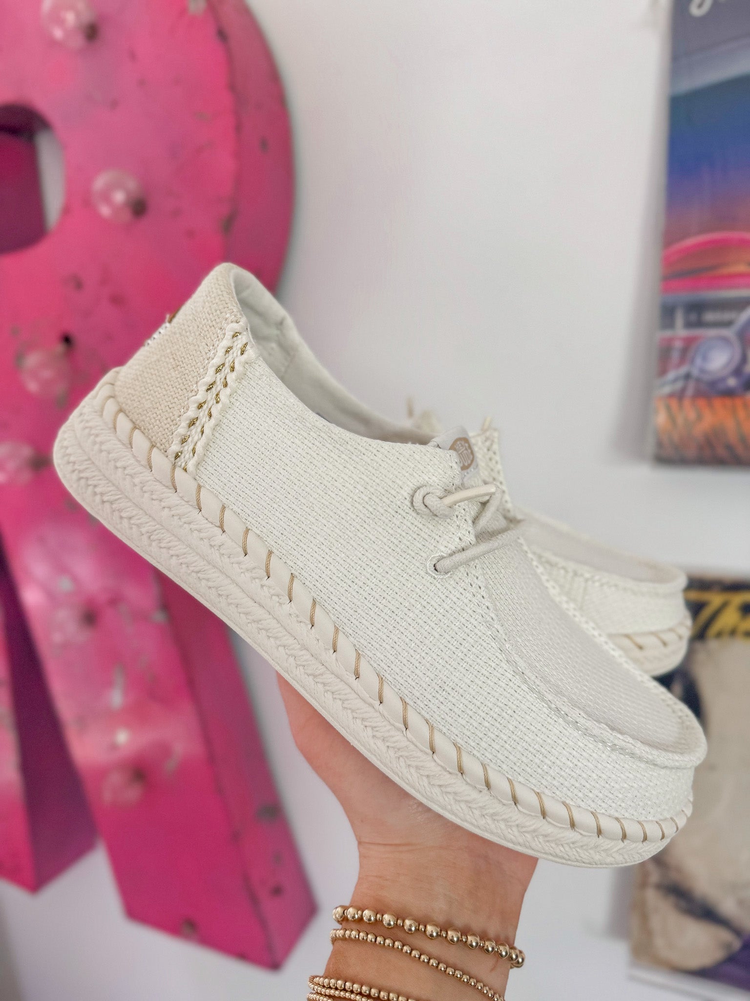 Women's Hey Dude Wendy Espadrille Woven in White