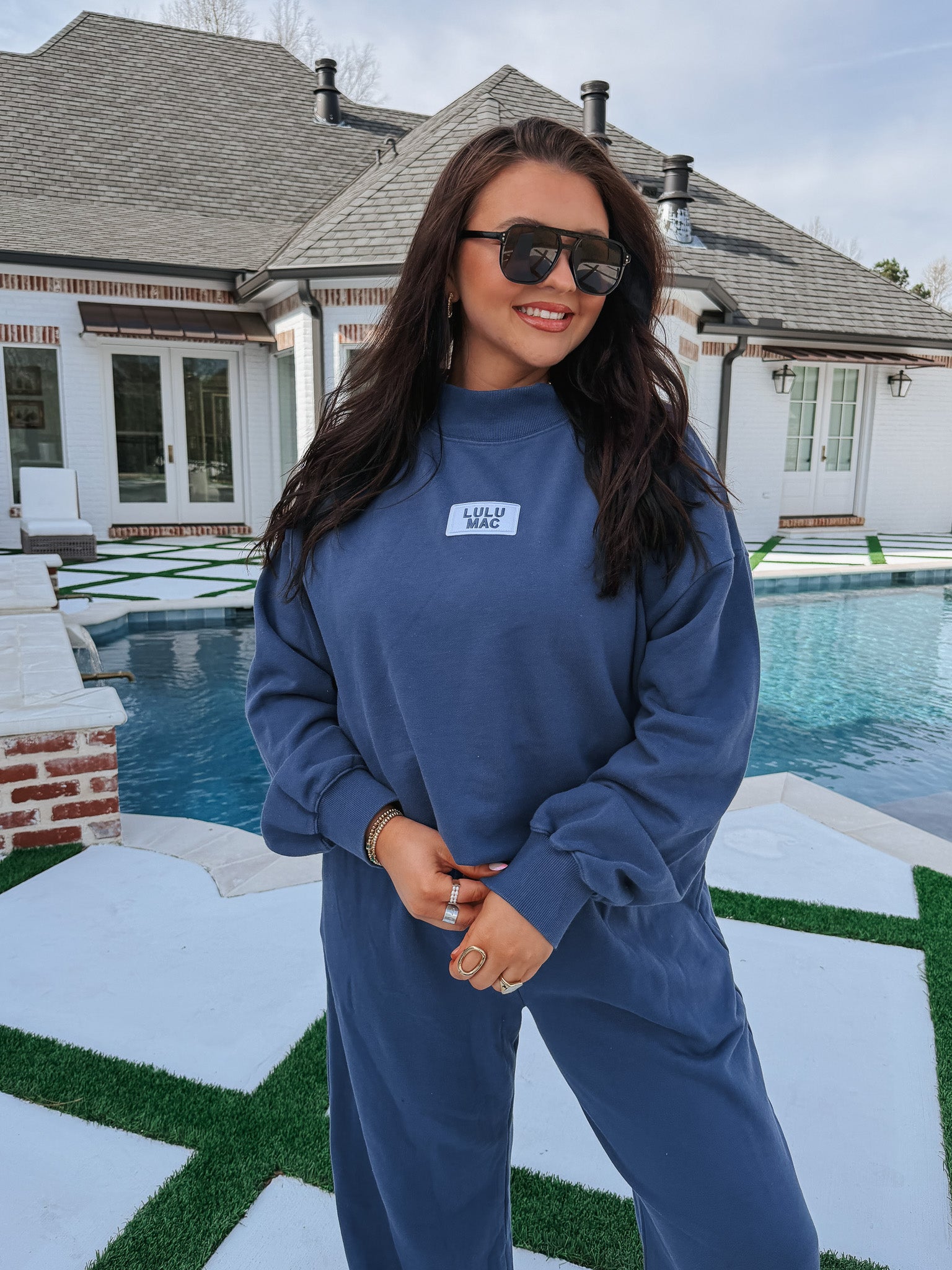 Lulu Mac Terry Cloth Sweatpants in Navy