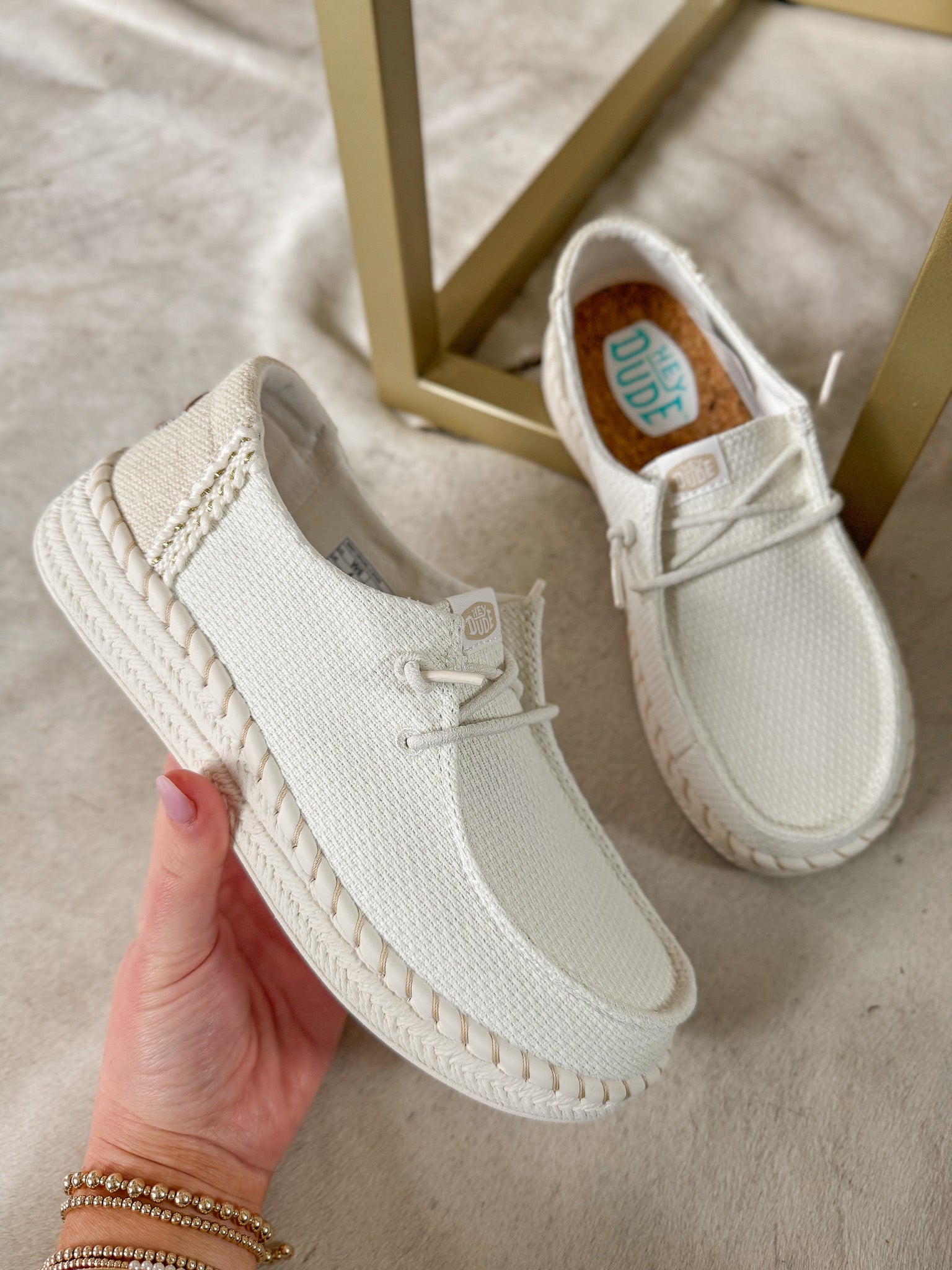 Women's Hey Dude Wendy Espadrille Woven in White