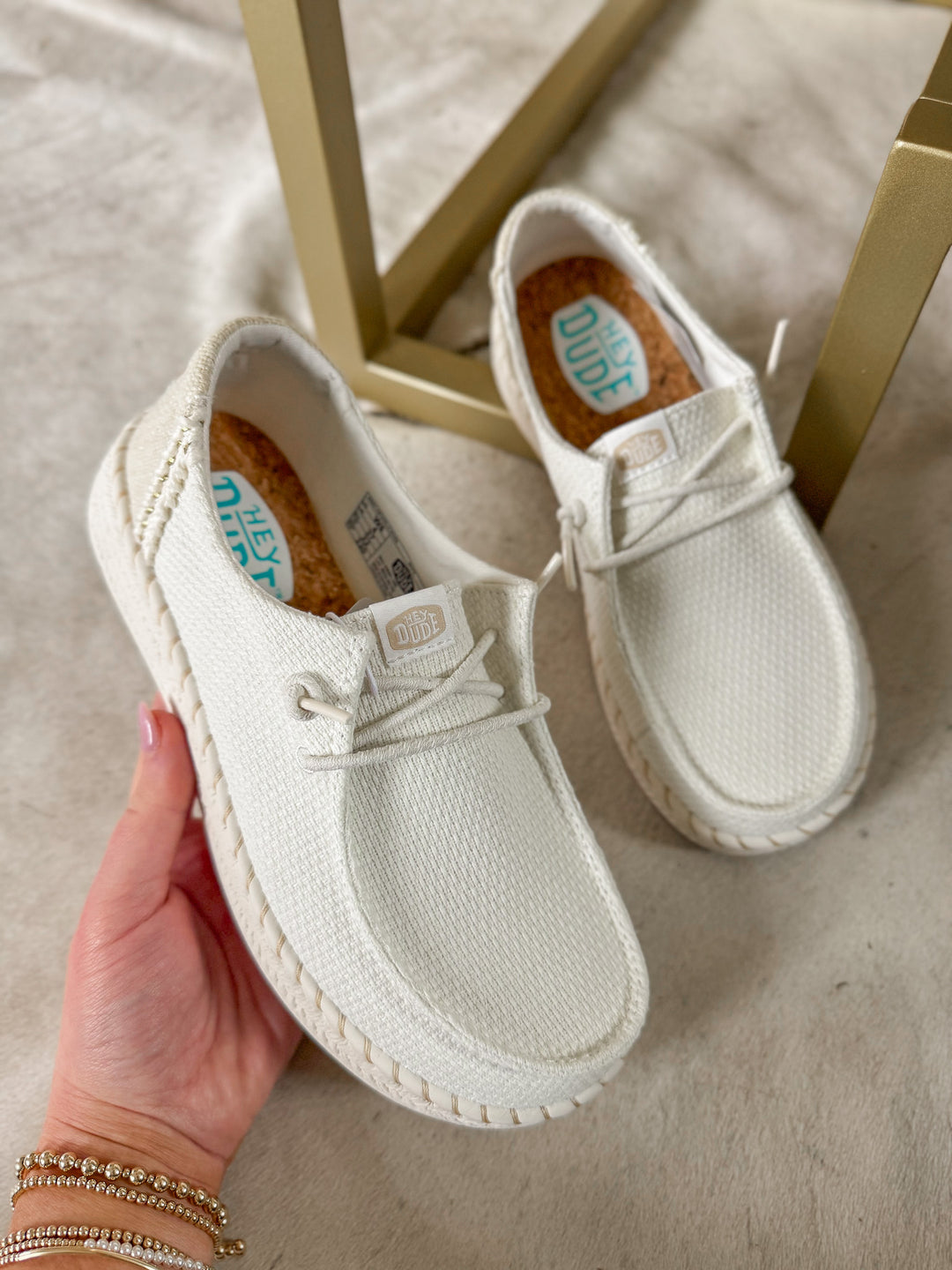 Dude Homme Chaussures Pour Femme - Tissage Aéré - Semelle Liège - Blanc - 38 HEYDUDE Wendy Espadrille - 10
