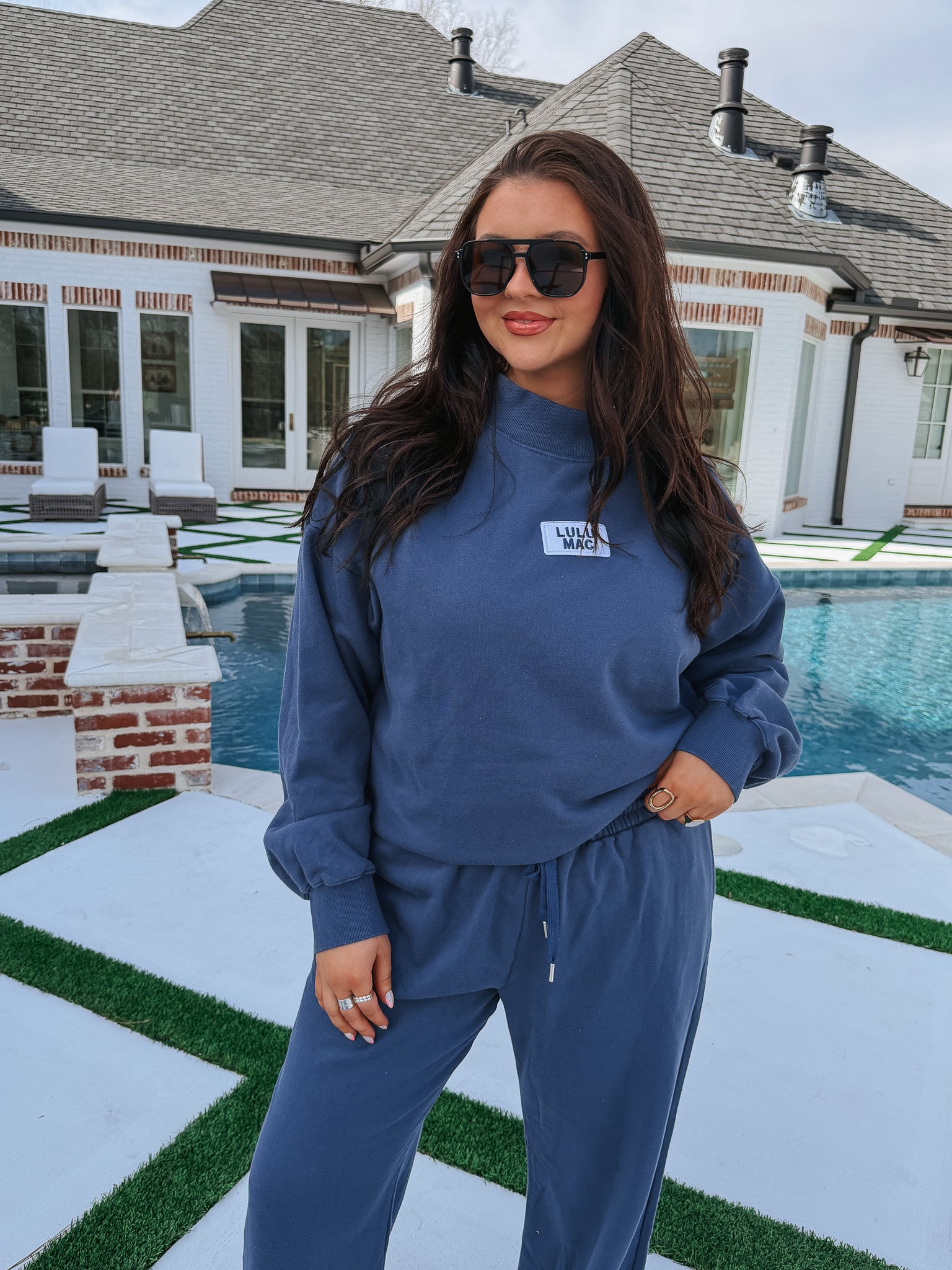 Lulu Mac Terry Cloth Sweatpants in Navy
