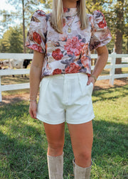 Uptown Charm White Shorts