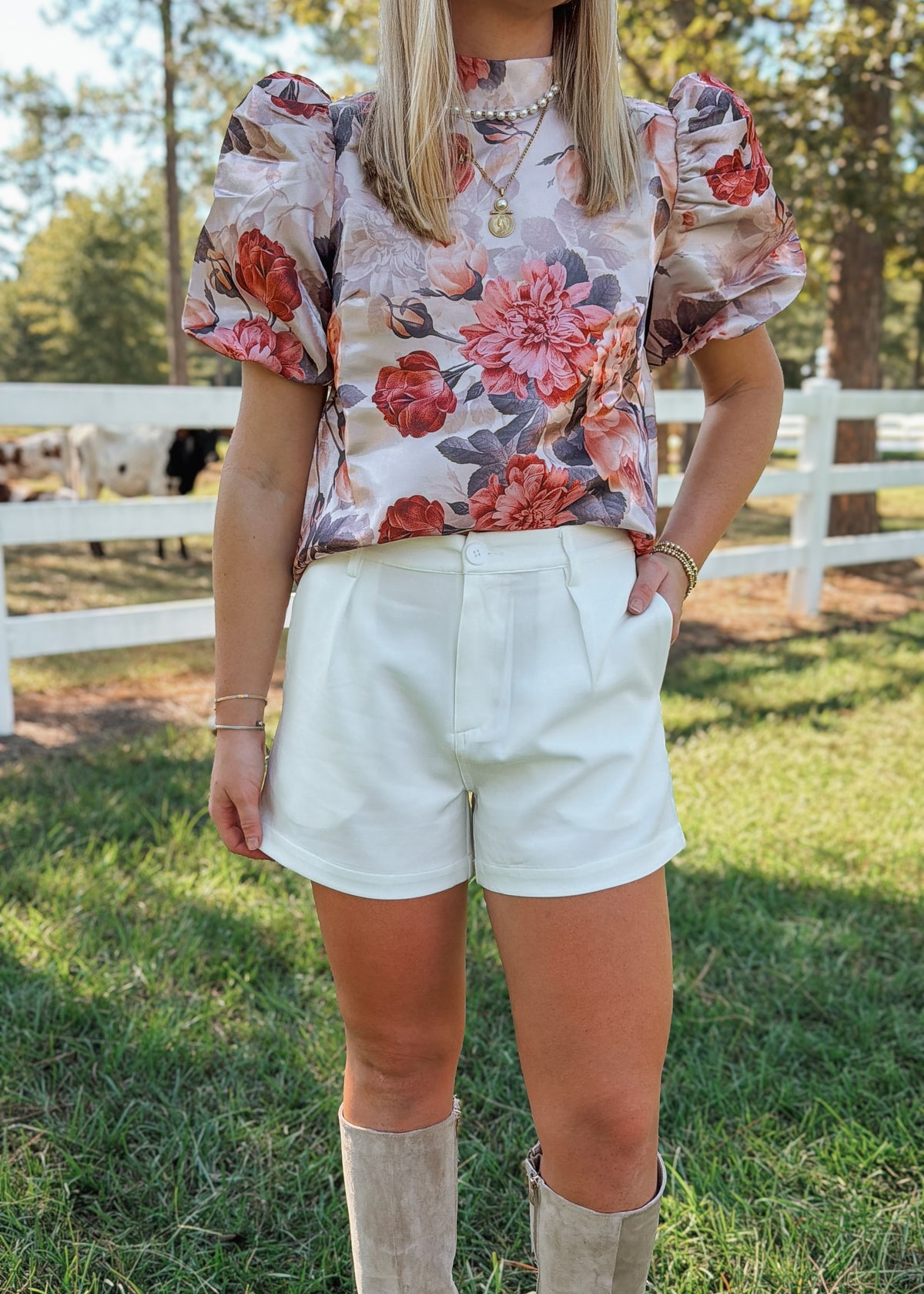 Uptown Charm White Shorts