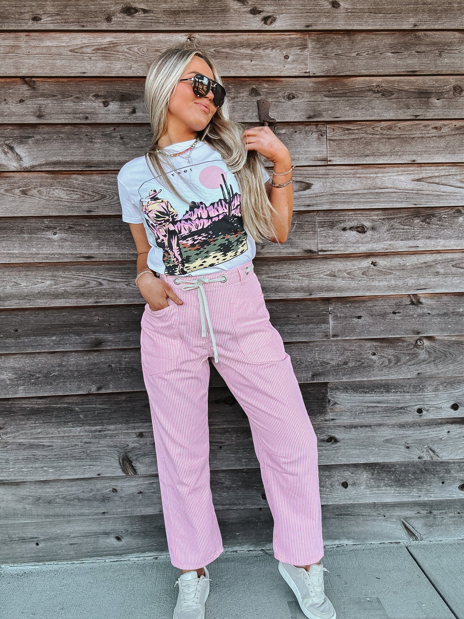 Bubblegum Stripes Barrel Jeans