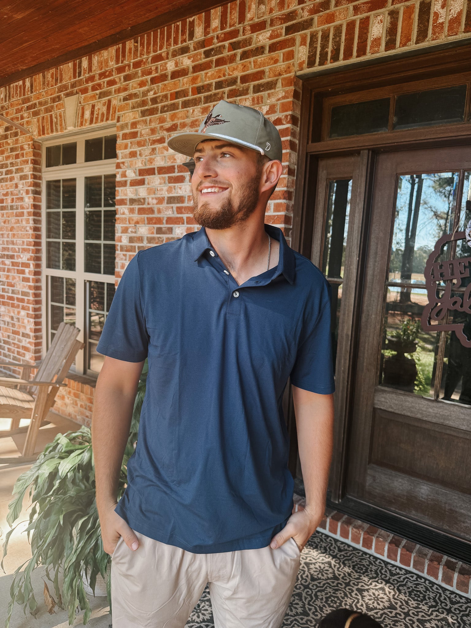 Burlebo Men's Performance Polo in Heather Navy