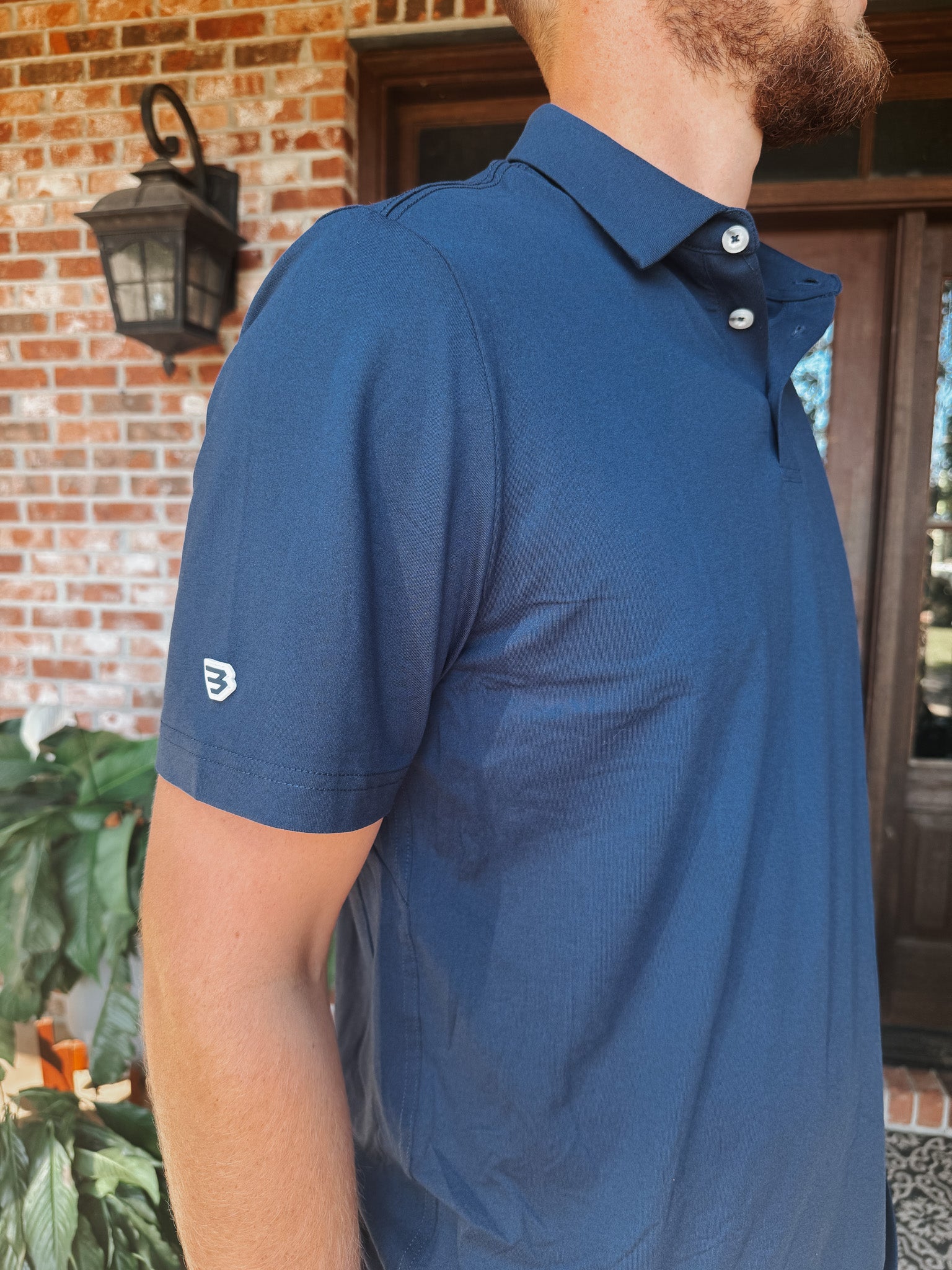 Burlebo Men's Performance Polo in Heather Navy