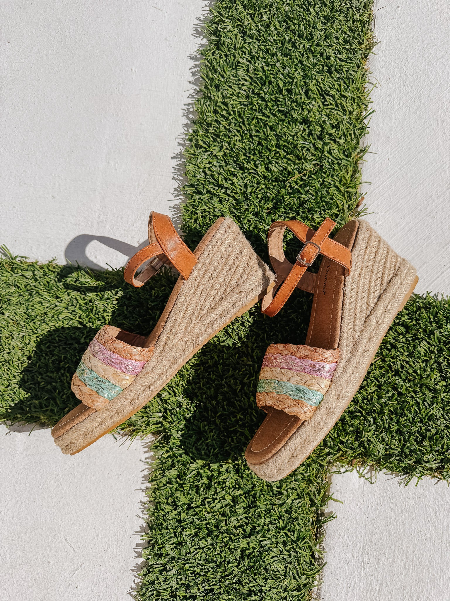 Seaside Stroll Wedges in Tan/Multi