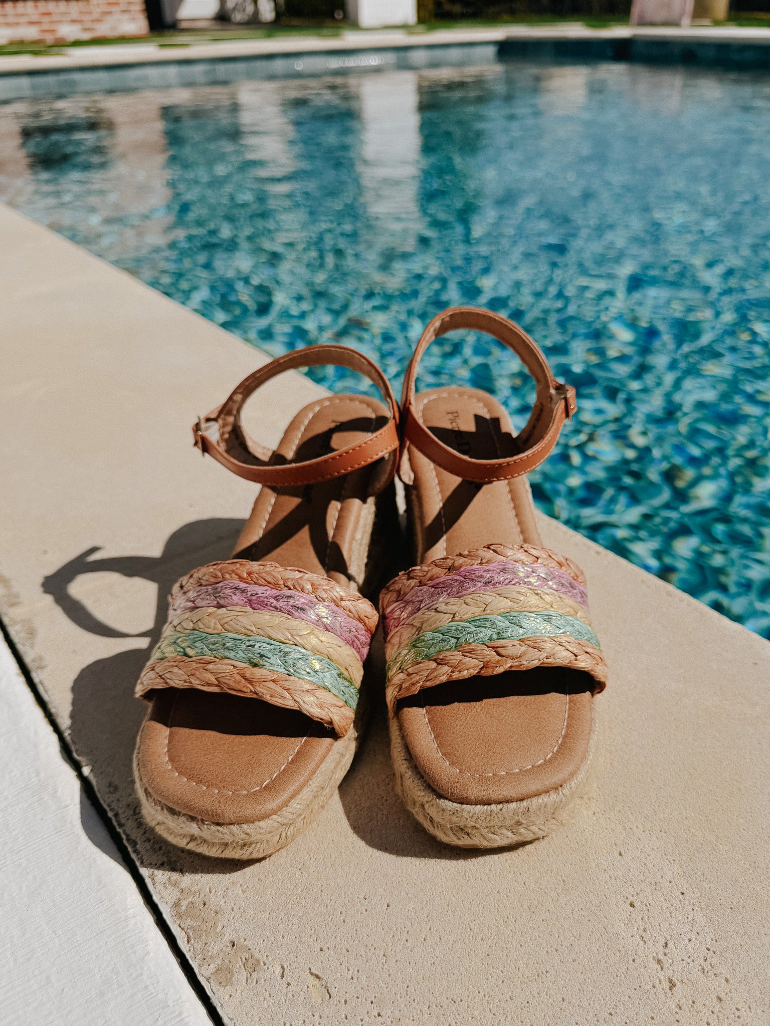 Seaside Stroll Wedges in Tan/Multi