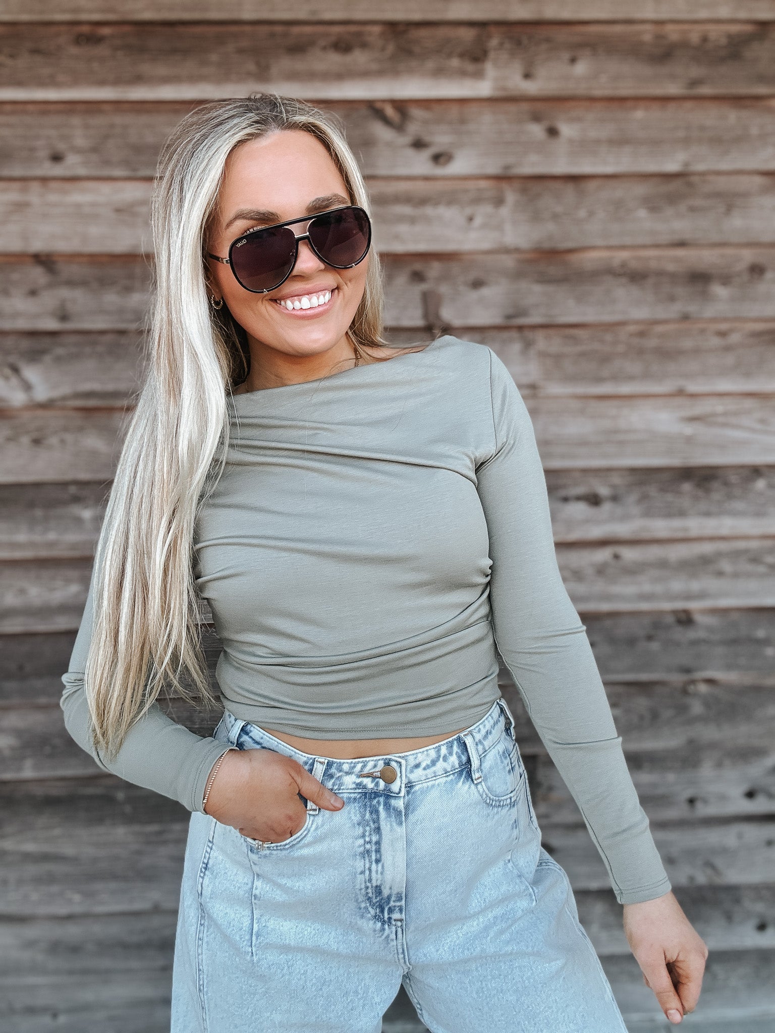 Uptown Charm Top in Sage