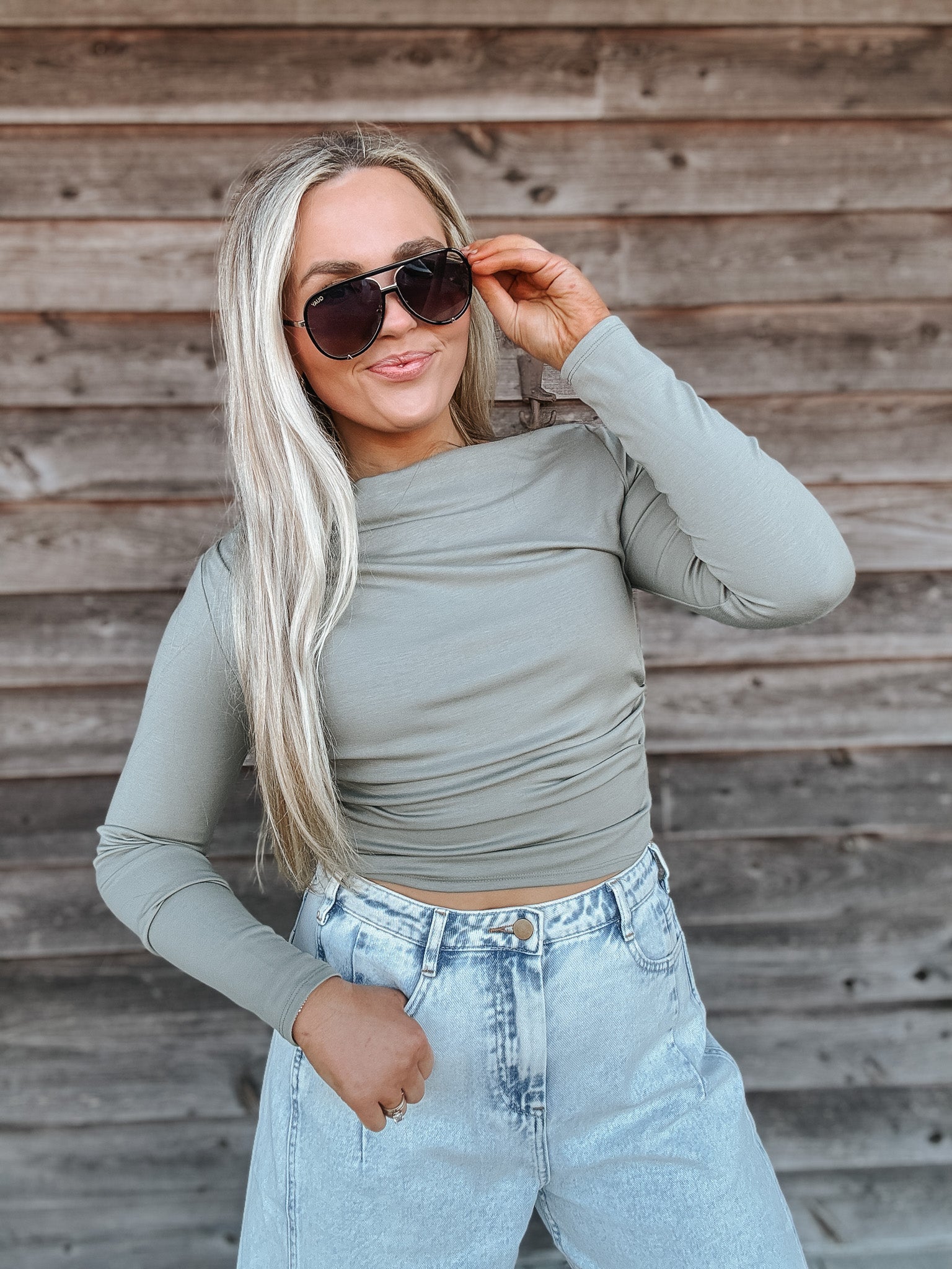 Uptown Charm Top in Sage