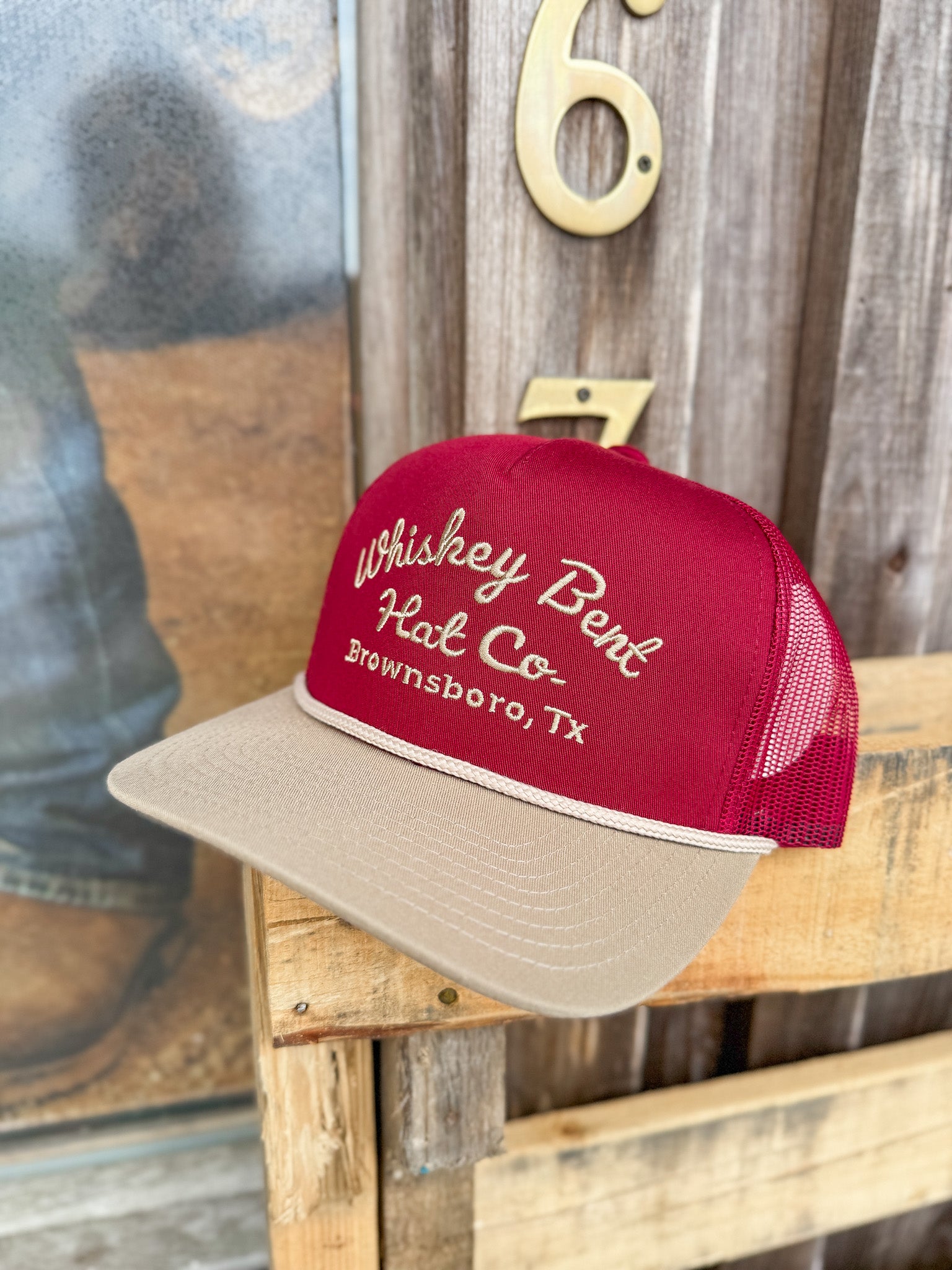 Whiskey Bent Hat Co. Sale Barn Red/Khaki Cap