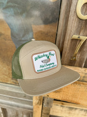 Whiskey Bent Hat Co. Green Head 7-Panel Khaki/Green Cap