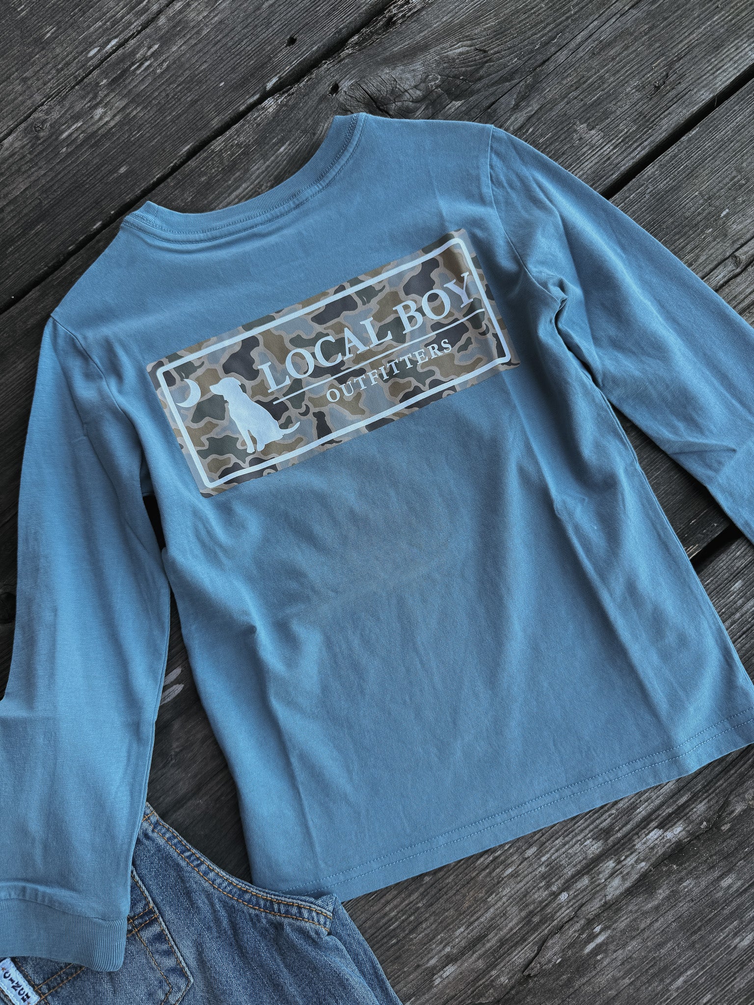 Youth Local Boy Sand Dog & Moon Camo Plate Long Sleeve T-Shirt