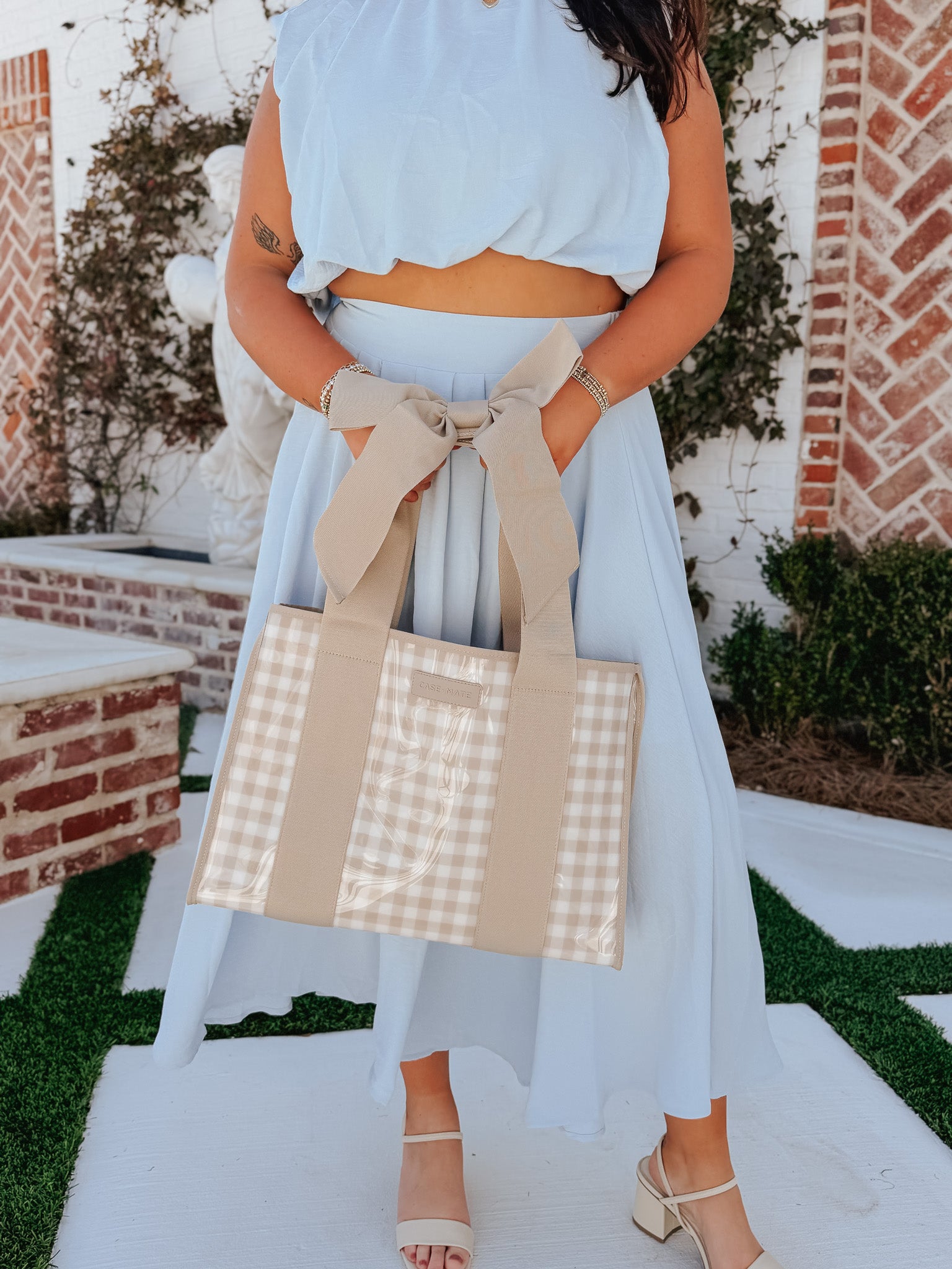 Case-Mate Bow Jelly Tote Bag - Latte Gingham