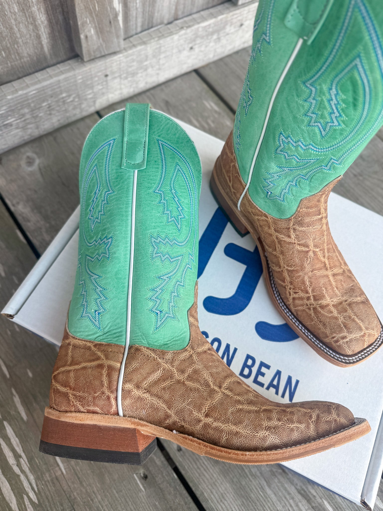 Men's Anderson Bean BC Exclusive Light Tan Elephant/Green Super Oil Boots