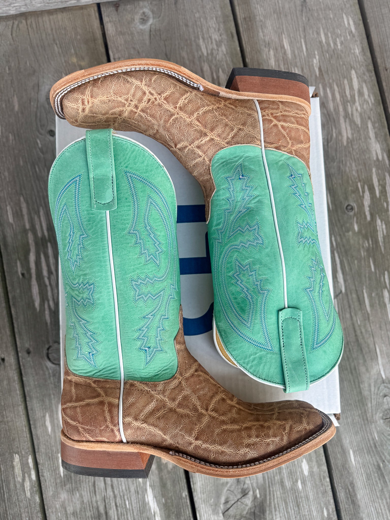 Men's Anderson Bean BC Exclusive Light Tan Elephant/Green Super Oil Boots