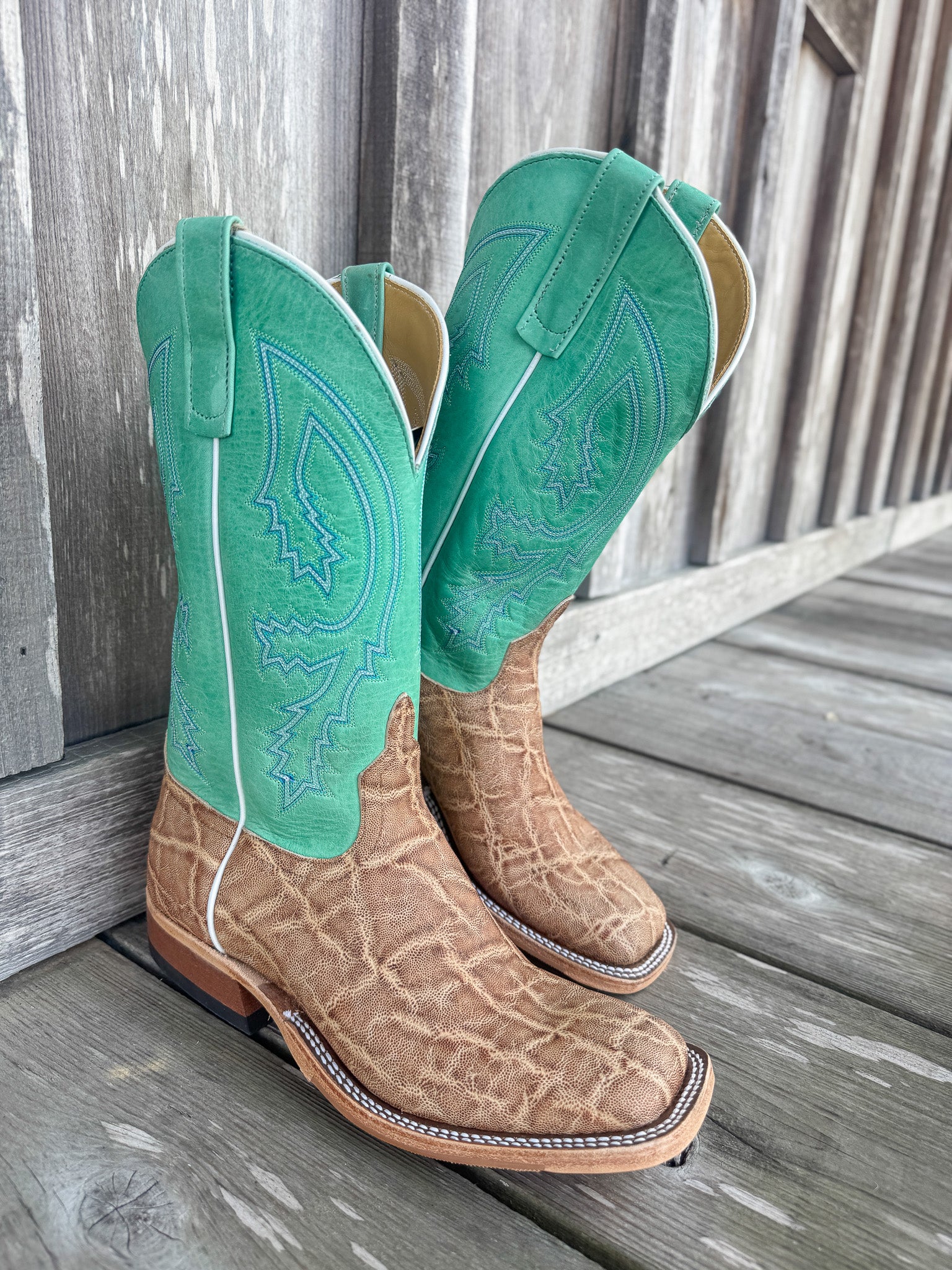 Men's Anderson Bean BC Exclusive Light Tan Elephant/Green Super Oil Boots