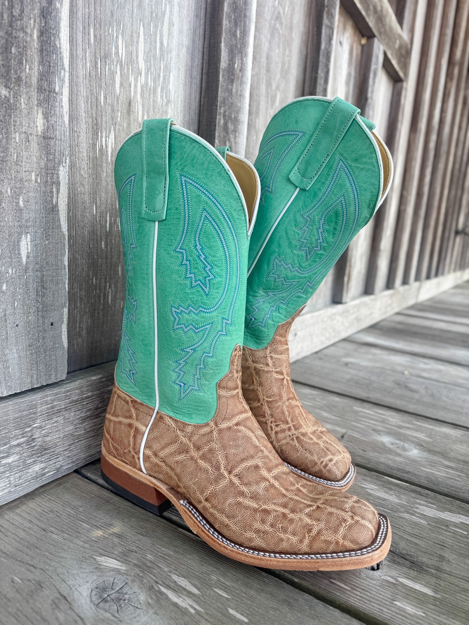 Men's Anderson Bean BC Exclusive Light Tan Elephant/Green Super Oil Boots