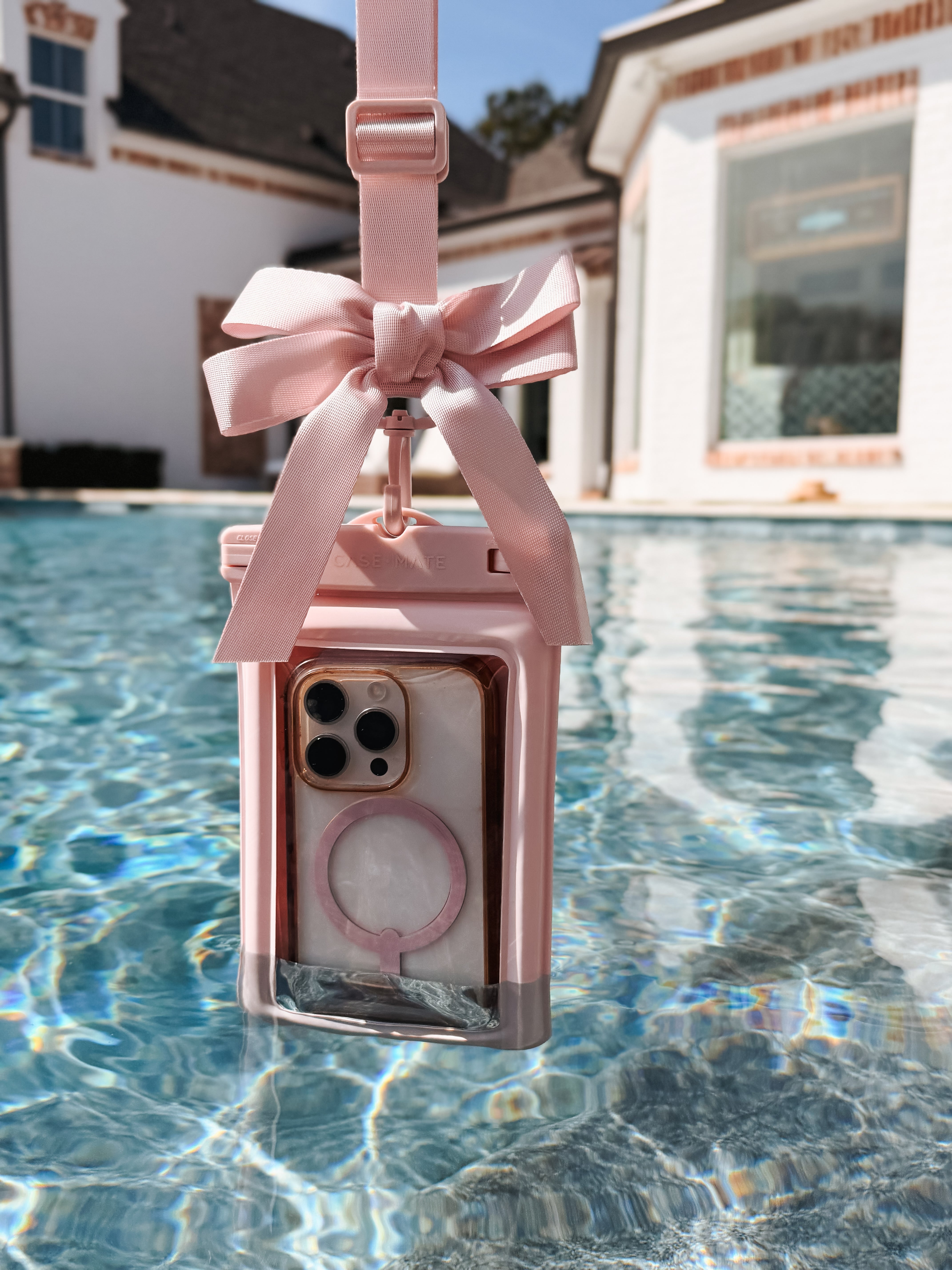 Waterproof Floating Bow Phone Pouch - Ballet Pink