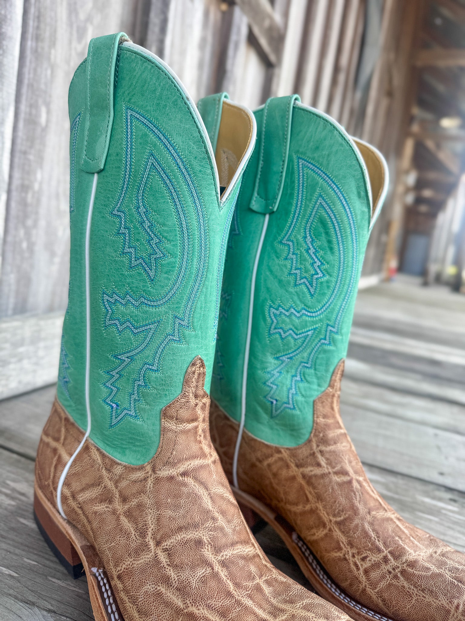 Men's Anderson Bean BC Exclusive Light Tan Elephant/Green Super Oil Boots