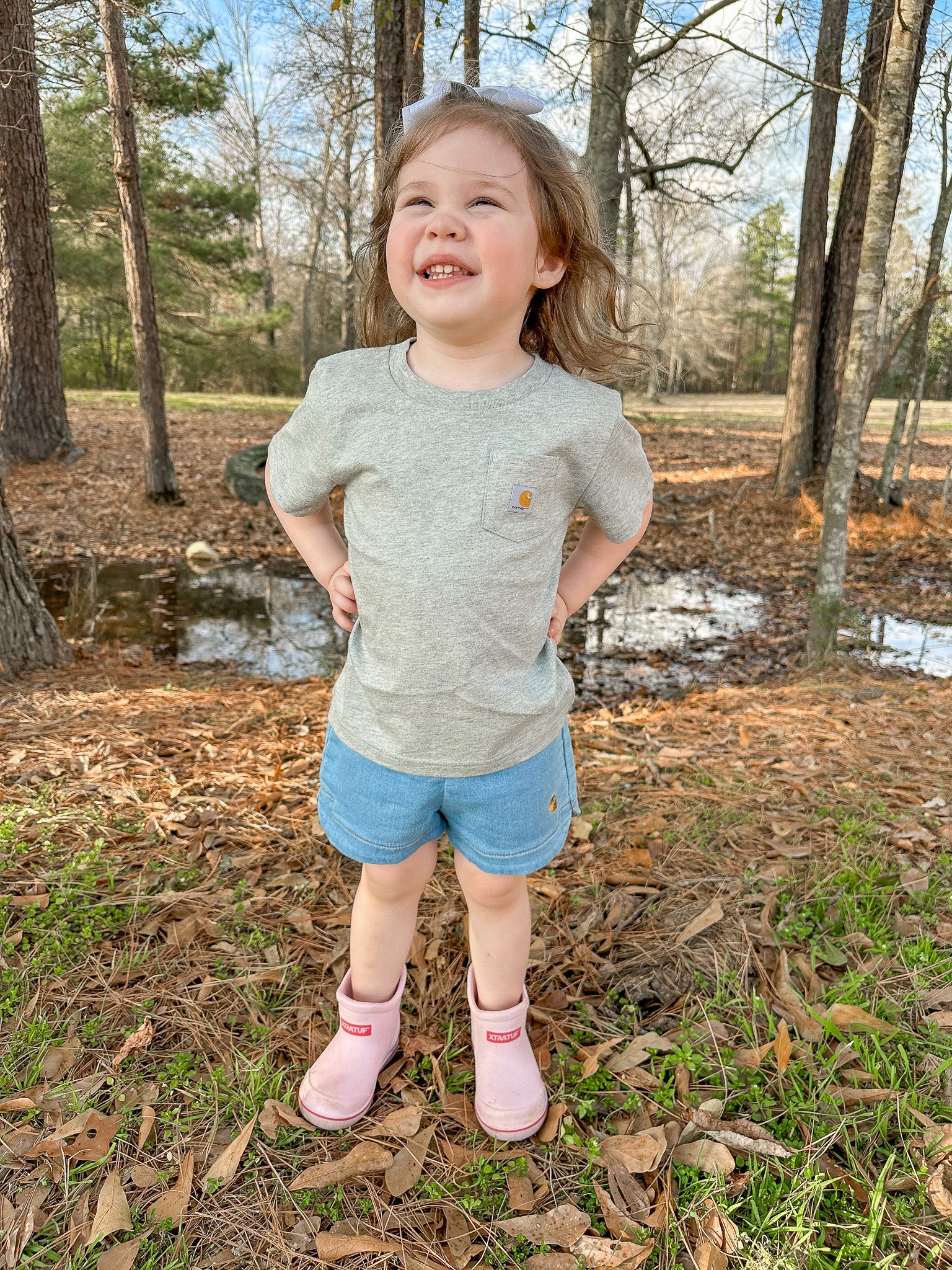 Carhartt Toddler & Kid's Pocket T-Shirt in Heather Grey