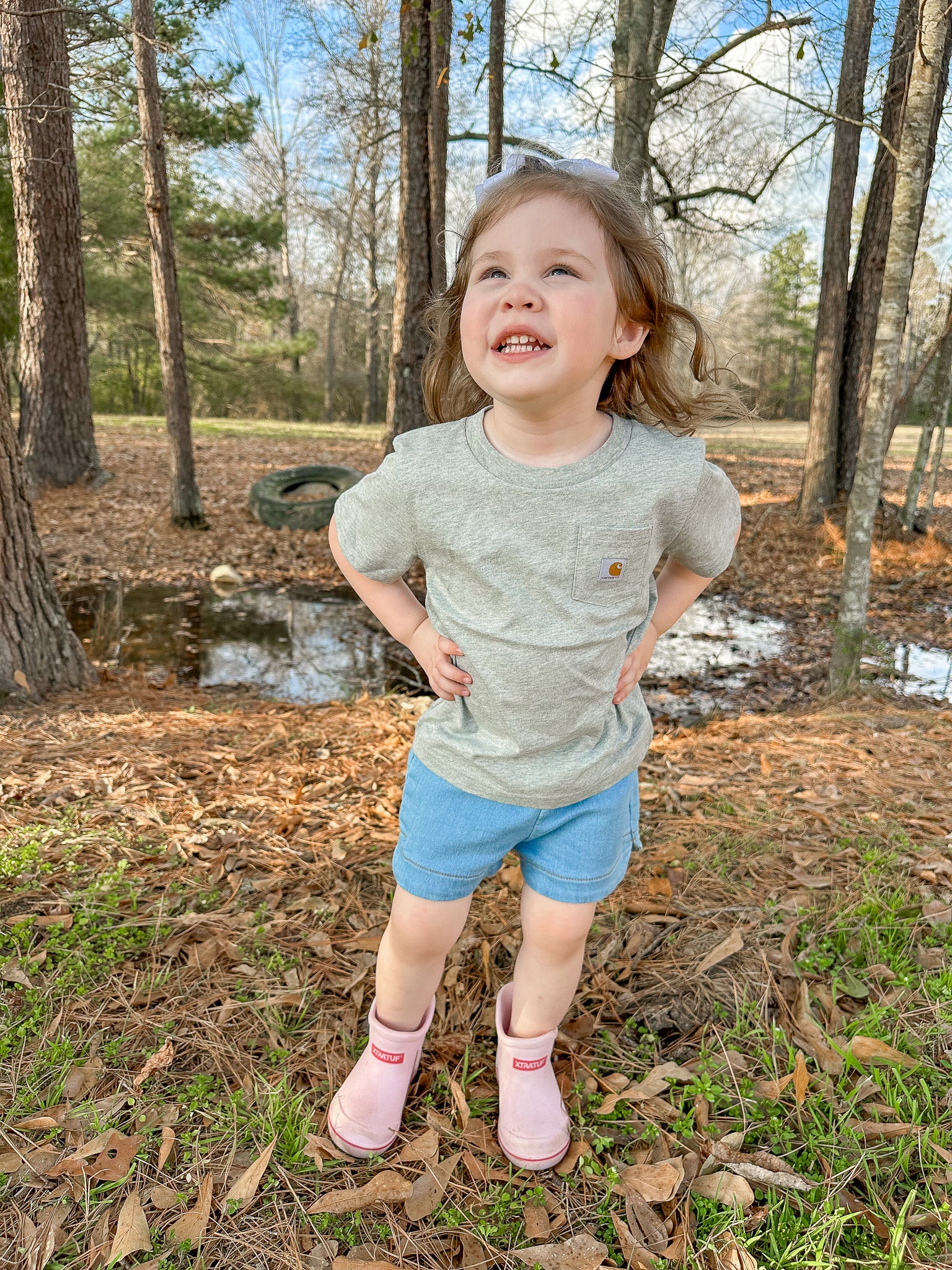 Carhartt Toddler & Kid's Pocket T-Shirt in Heather Grey