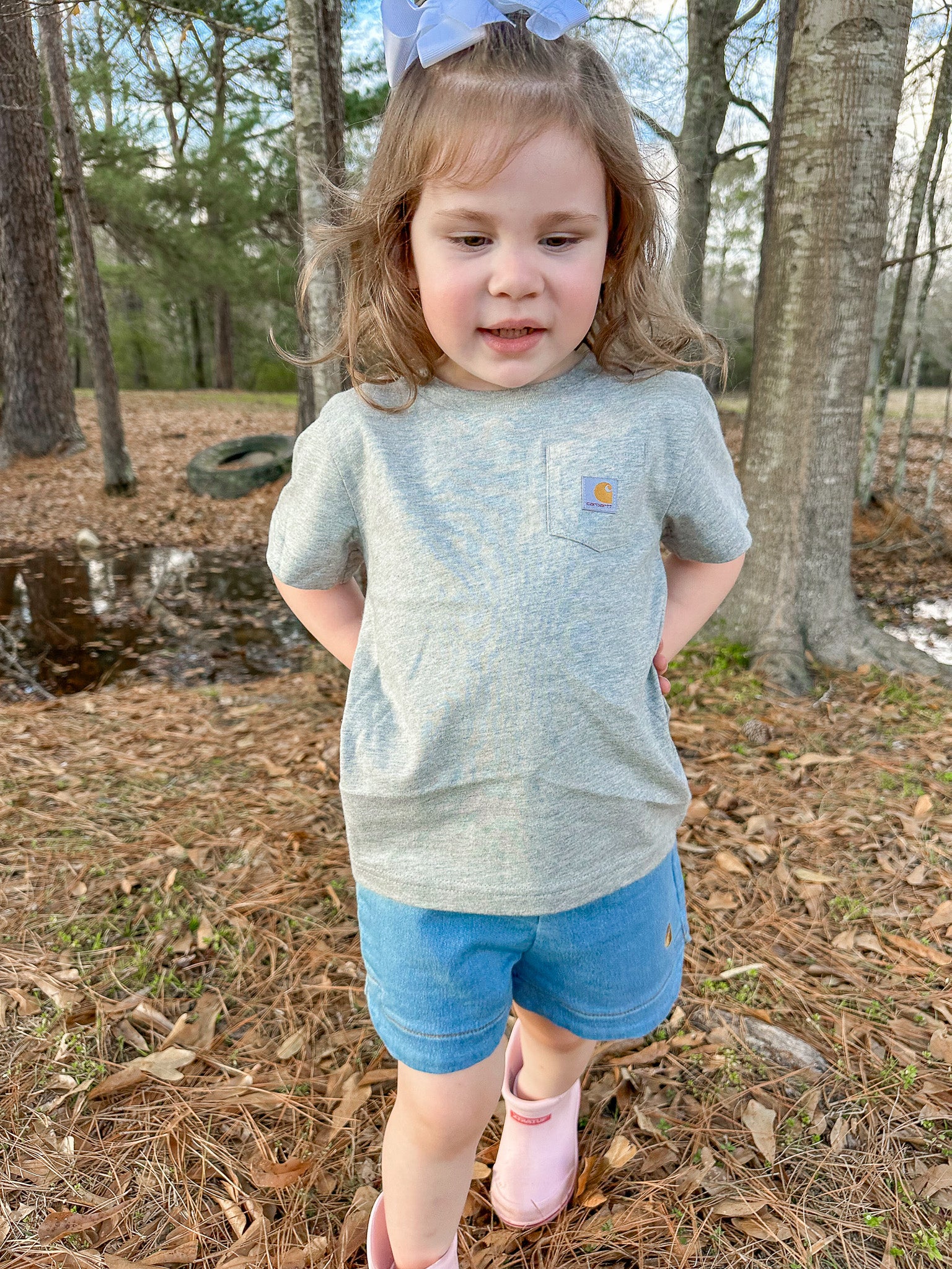 Carhartt Toddler & Kid's Pocket T-Shirt in Heather Grey