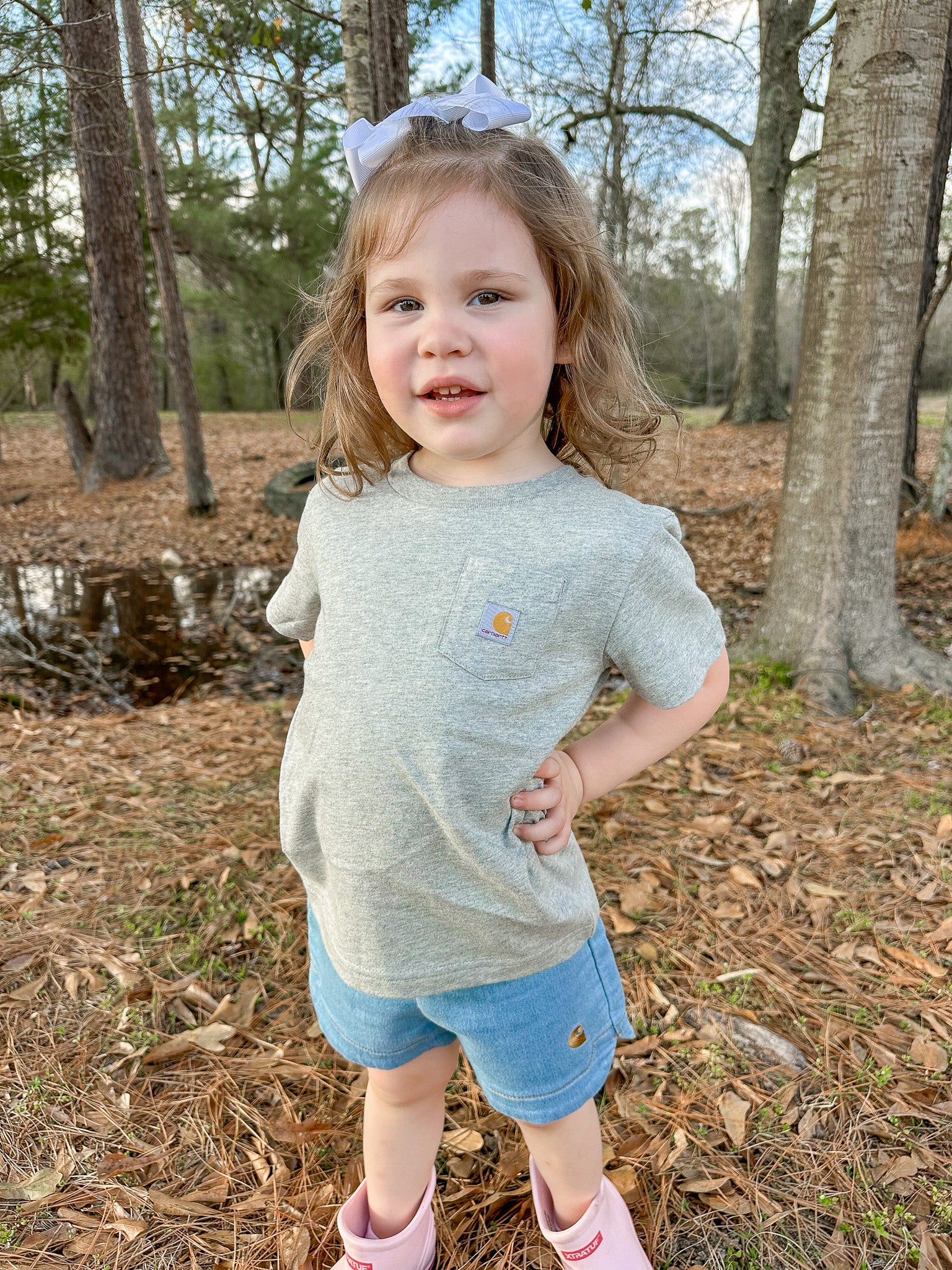 Carhartt Toddler & Kid's Pocket T-Shirt in Heather Grey