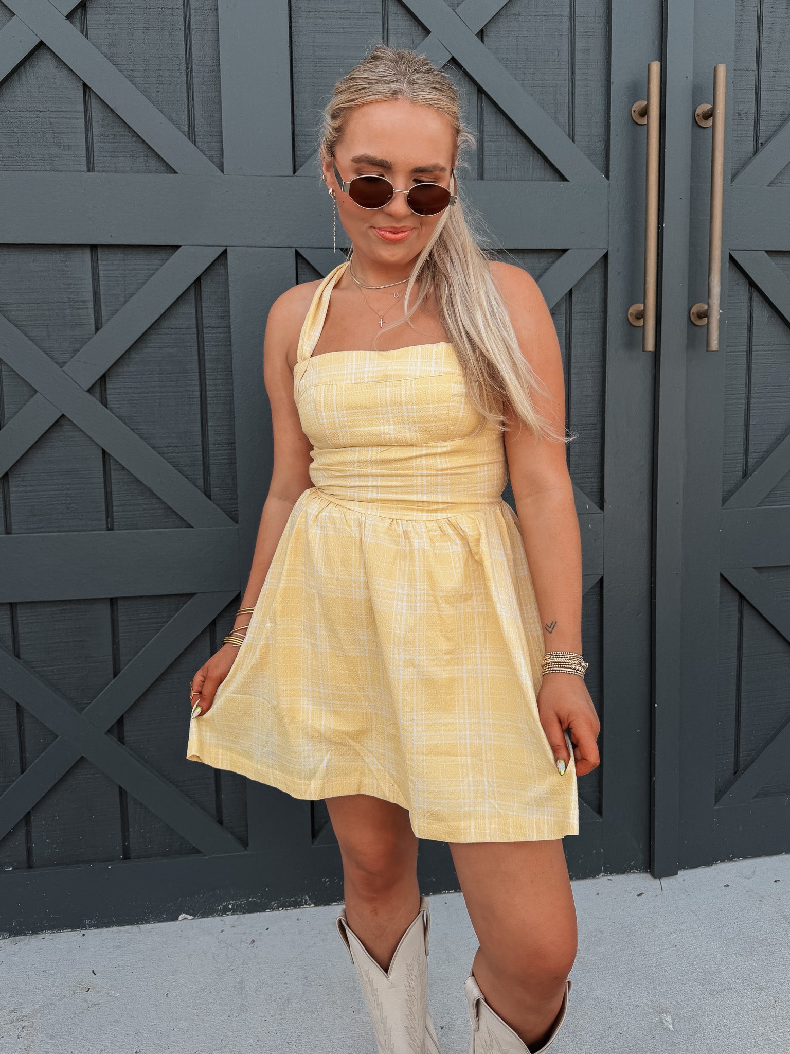 Golden Hour Plaid Dress