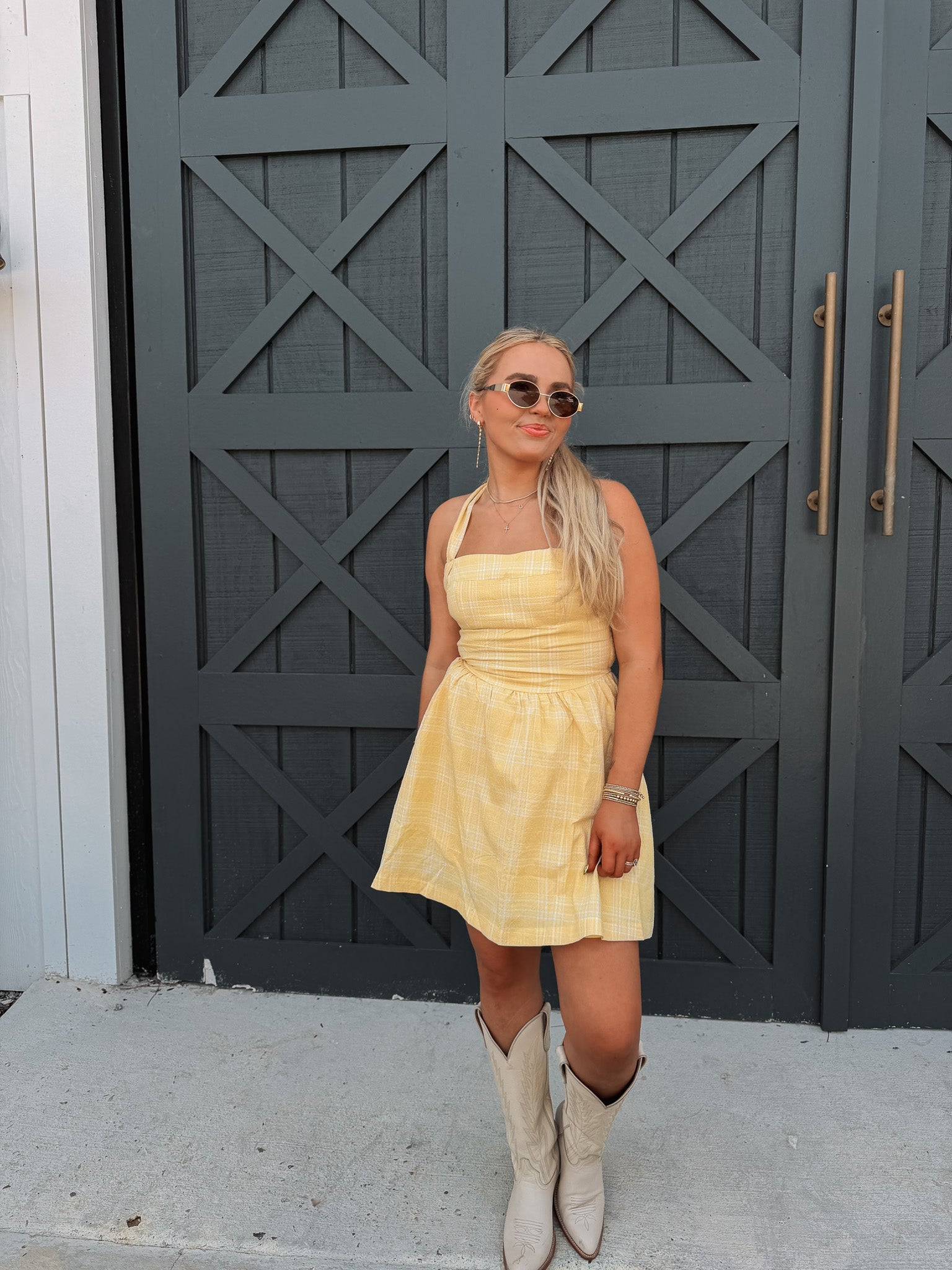 Golden Hour Plaid Dress