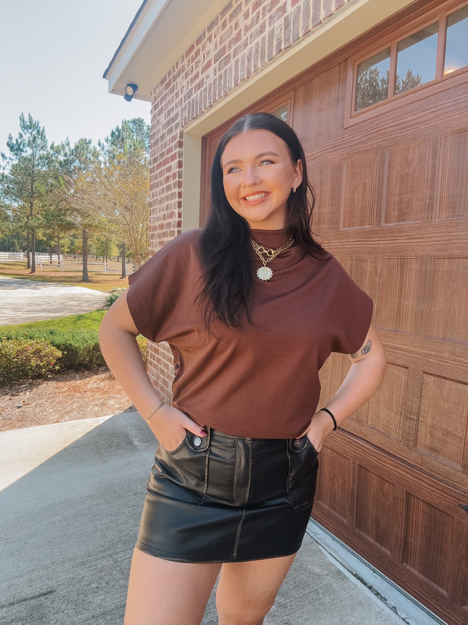 Autumn Flow Brown Top