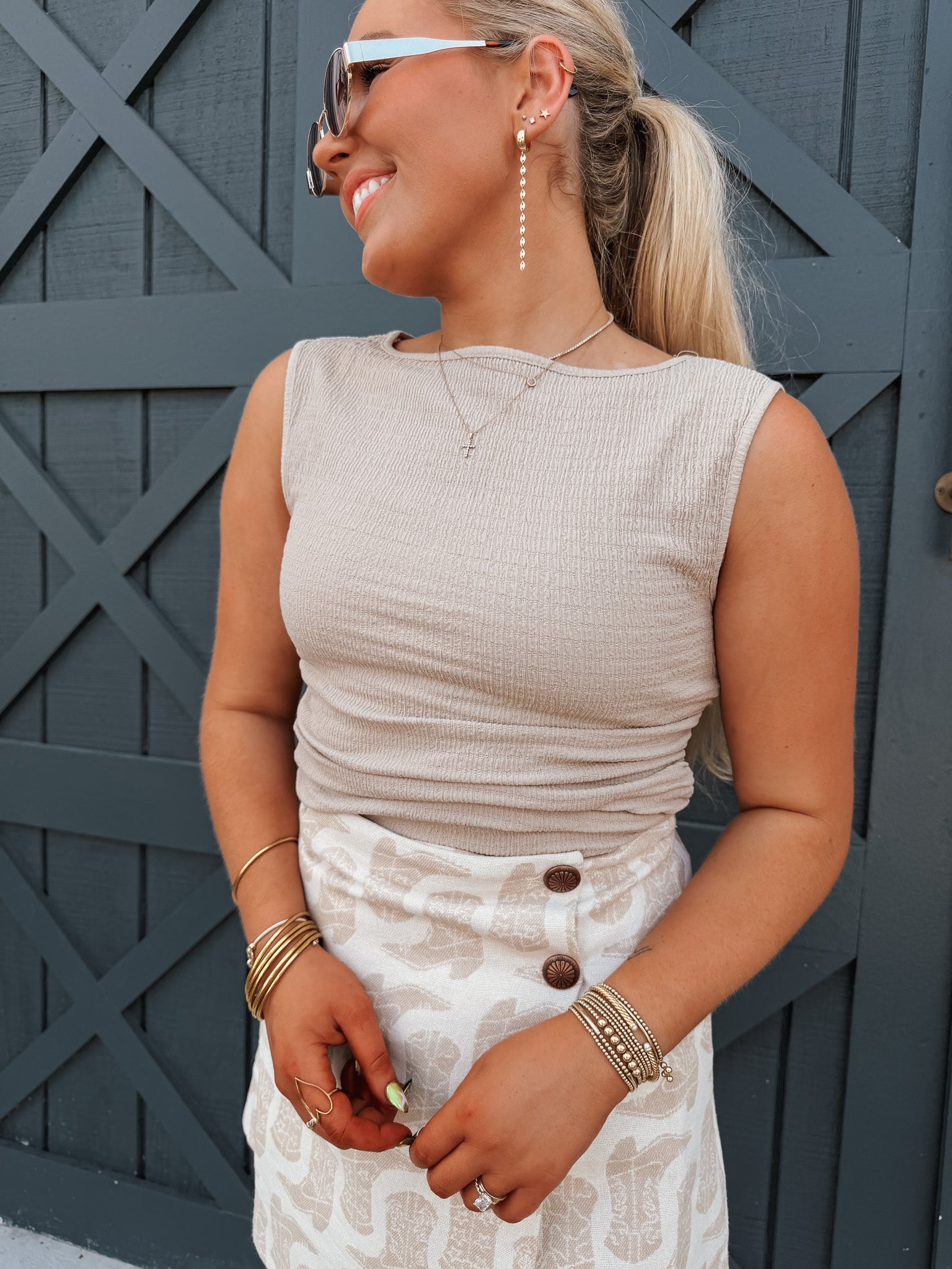 All Ruched Up Top in Taupe