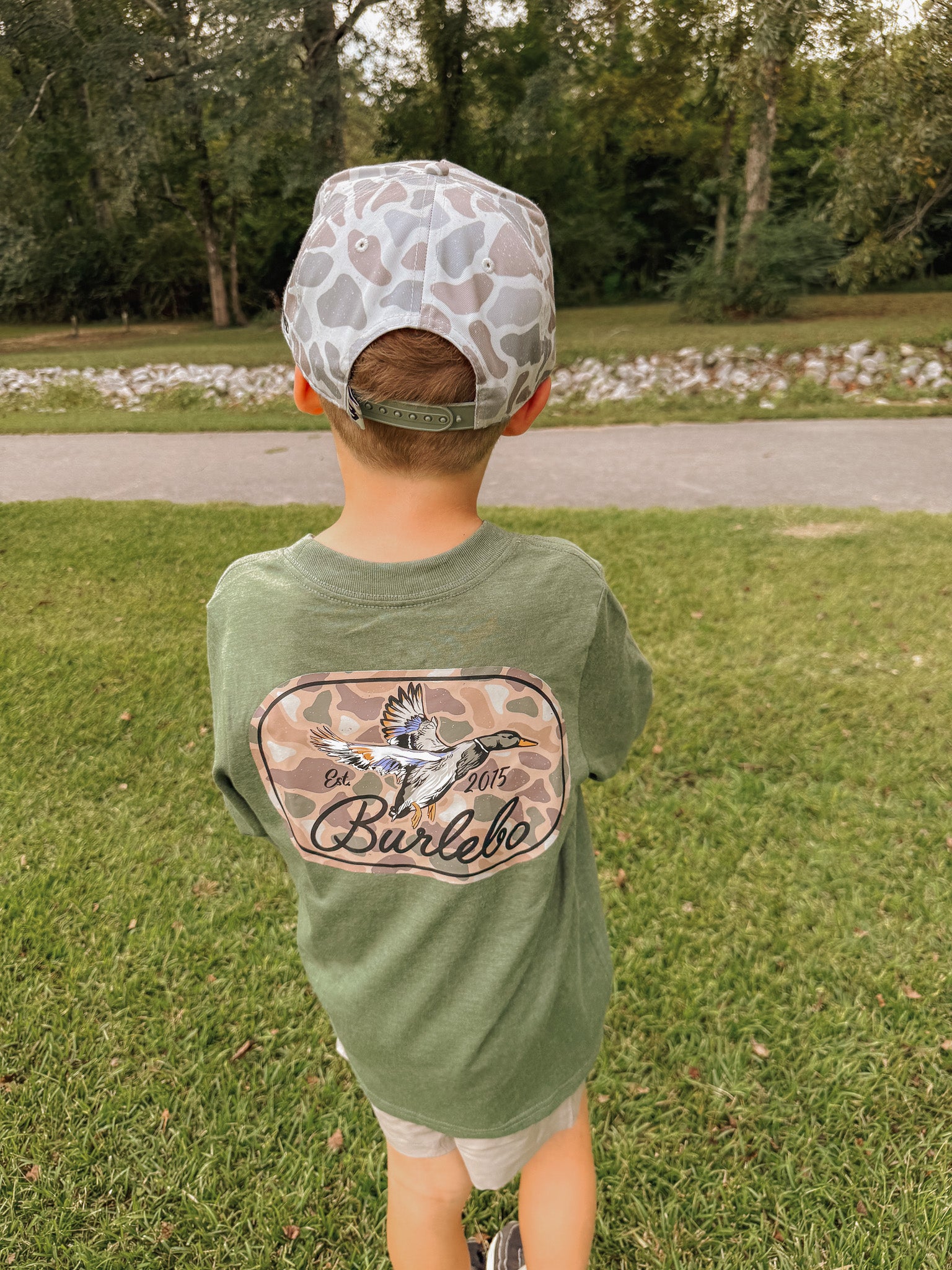 Youth Burlebo Ducks Flying In Long Sleeve T-Shirt - Heather Olive