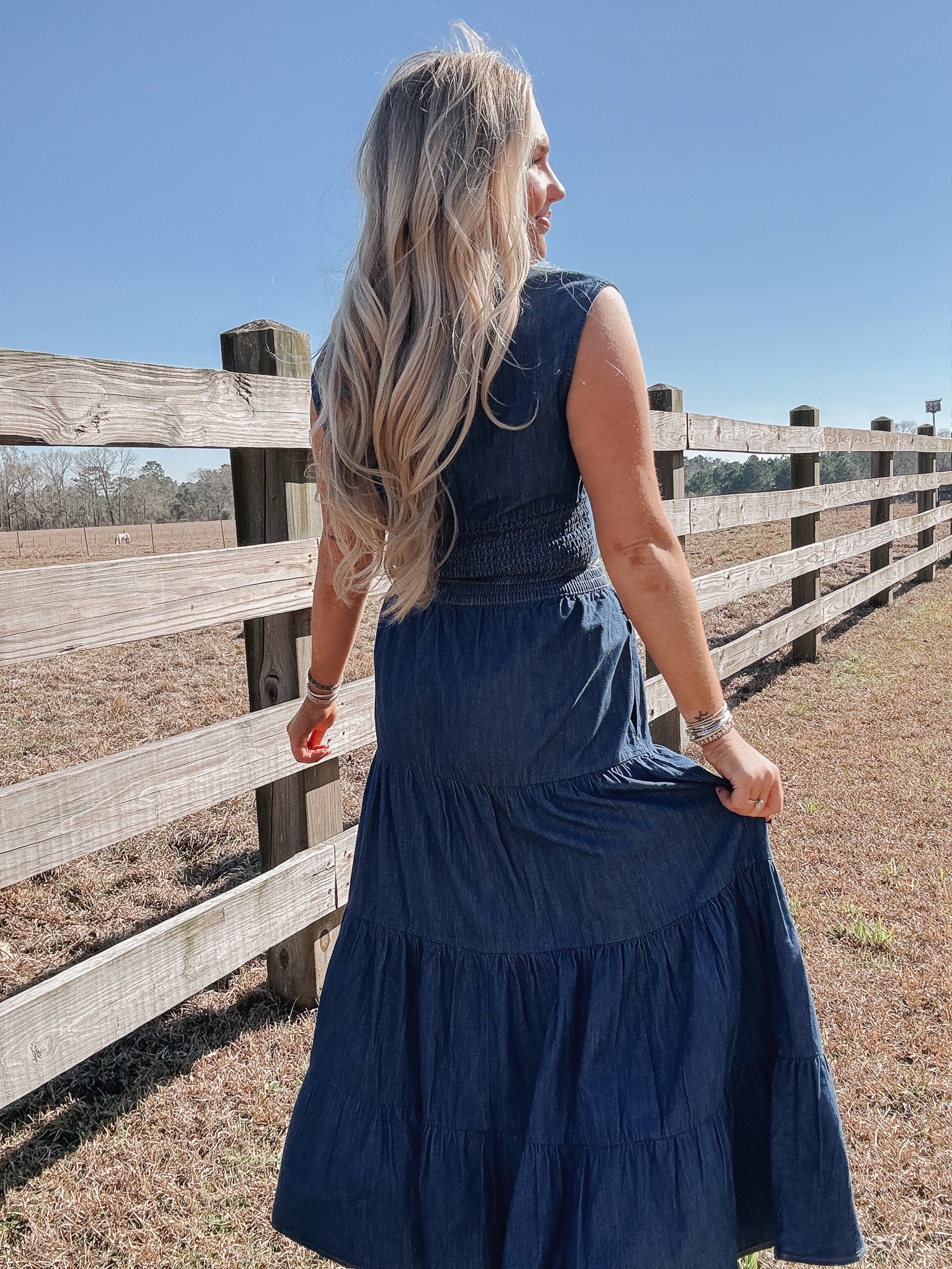 Wrangler Retro Denim Tiered Maxi Skirt LG Wrangler Retro Denim Tiered Maxi Skirt LG