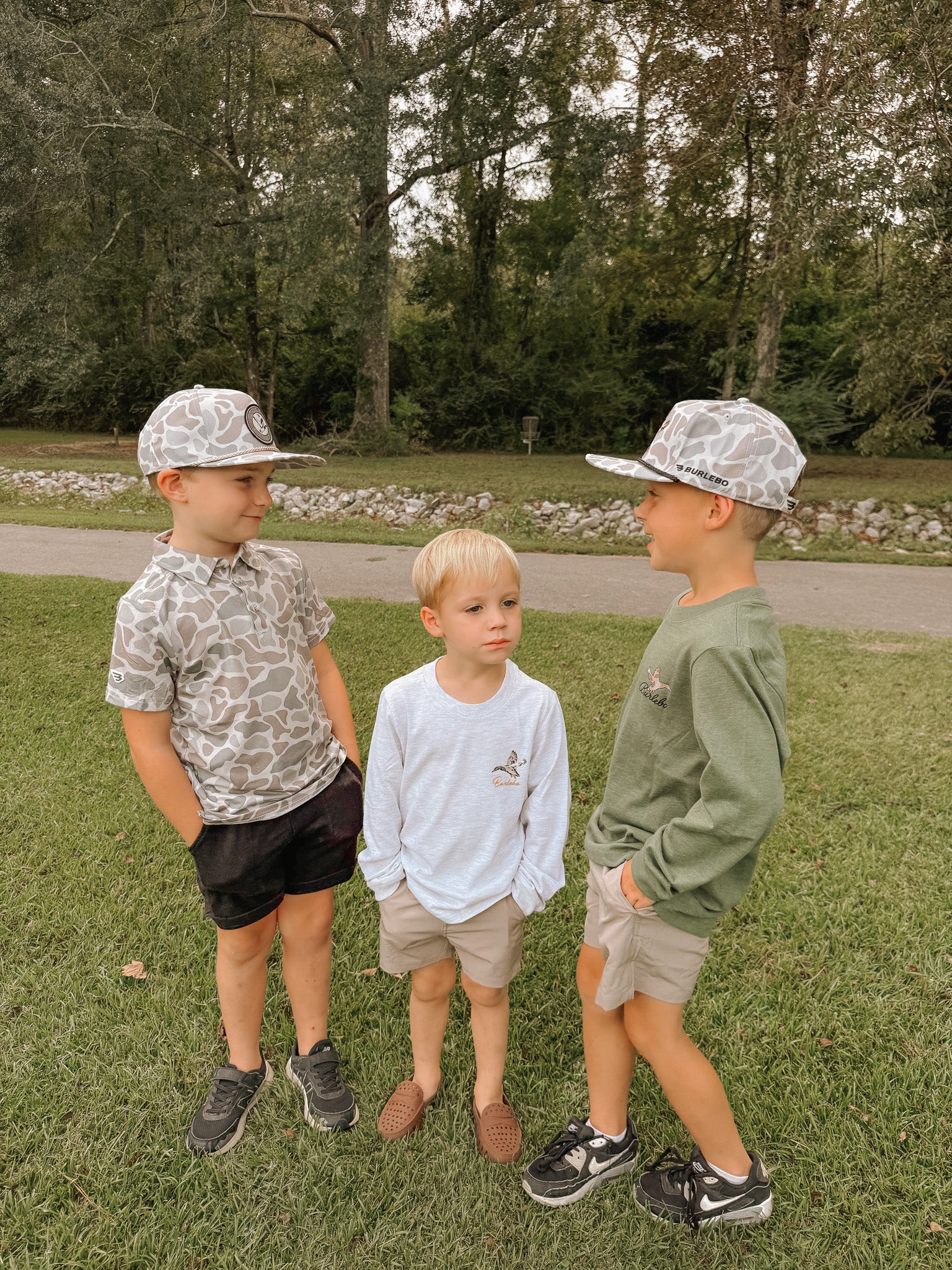 Youth Burlebo Ducks Flying In Long Sleeve T-Shirt - Heather Olive