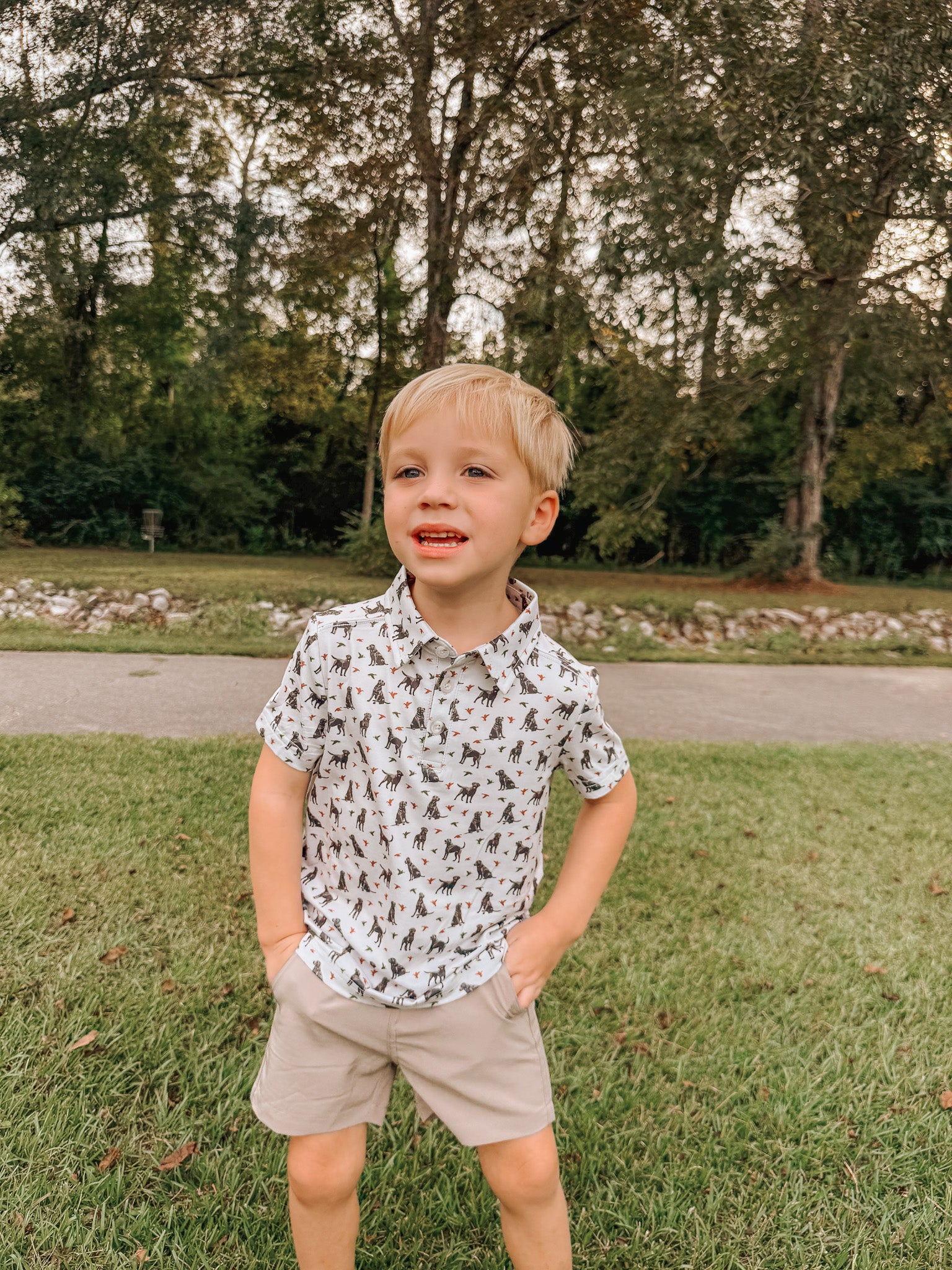 Burlebo Youth & Toddler Performance Polo - Ducks And Dogs