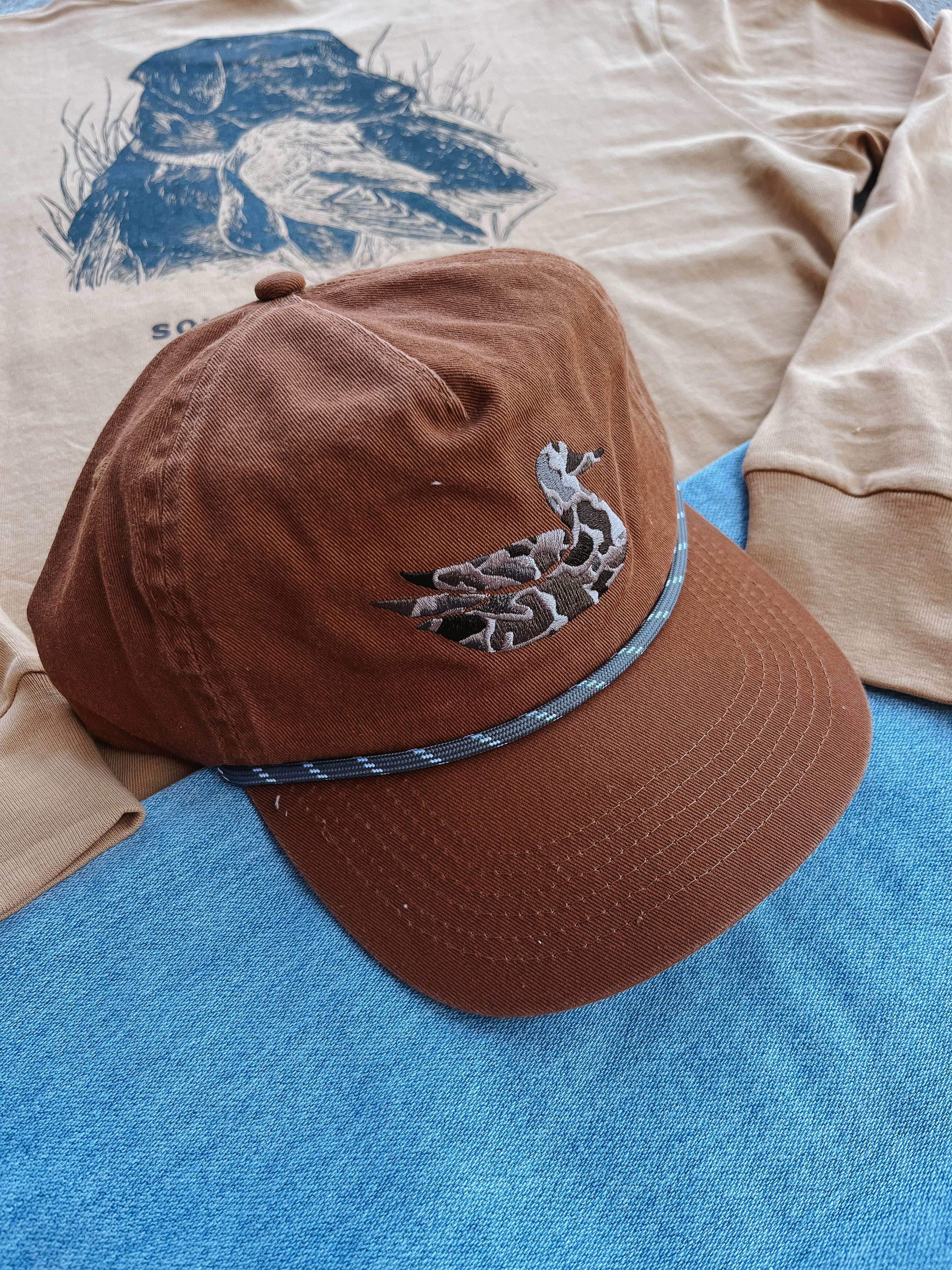 Southern Marsh Camo Duck Ensenada Rope Cap - Burnt Orange